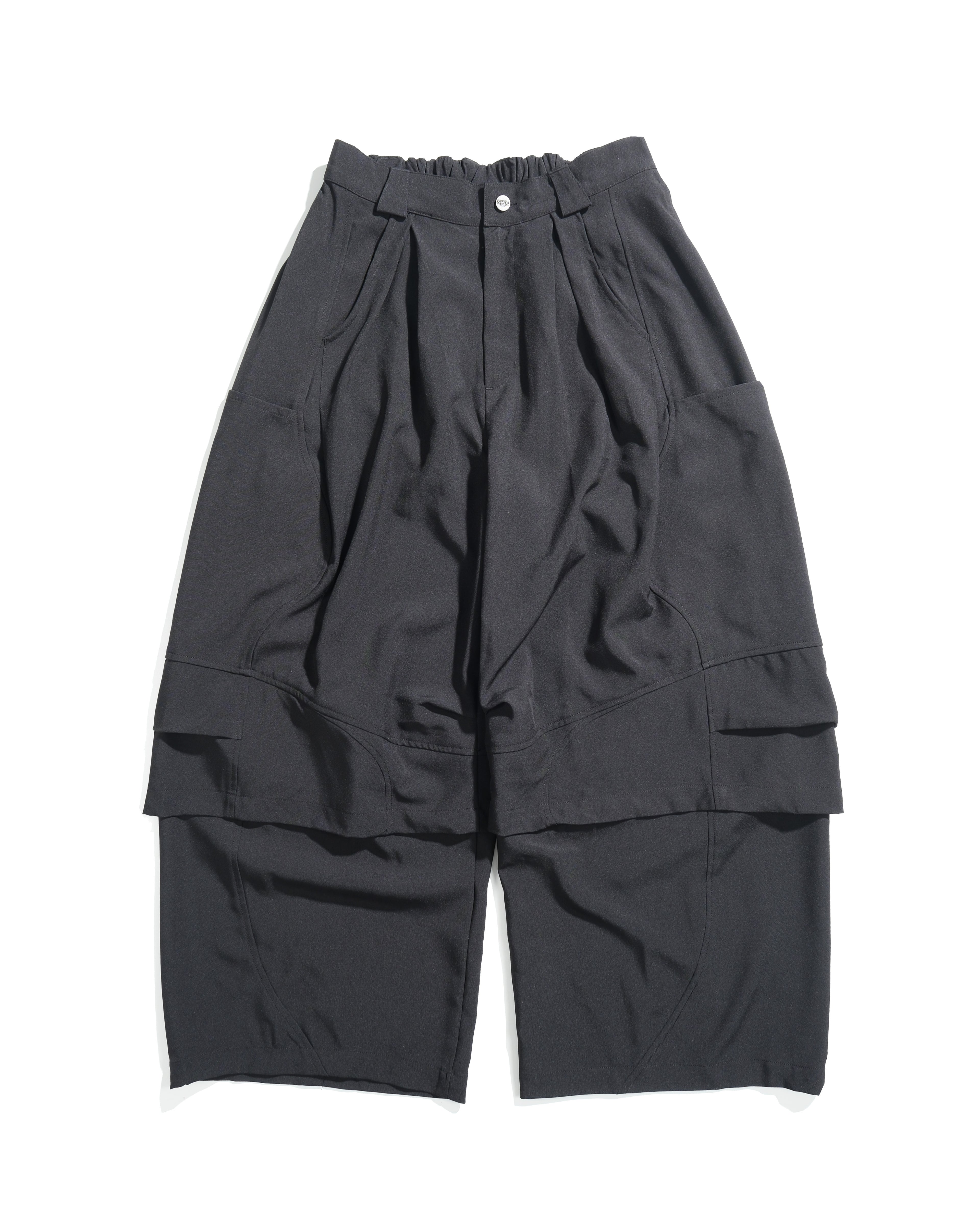 S26-SD1-P / Layered Wide Pants (Black)
