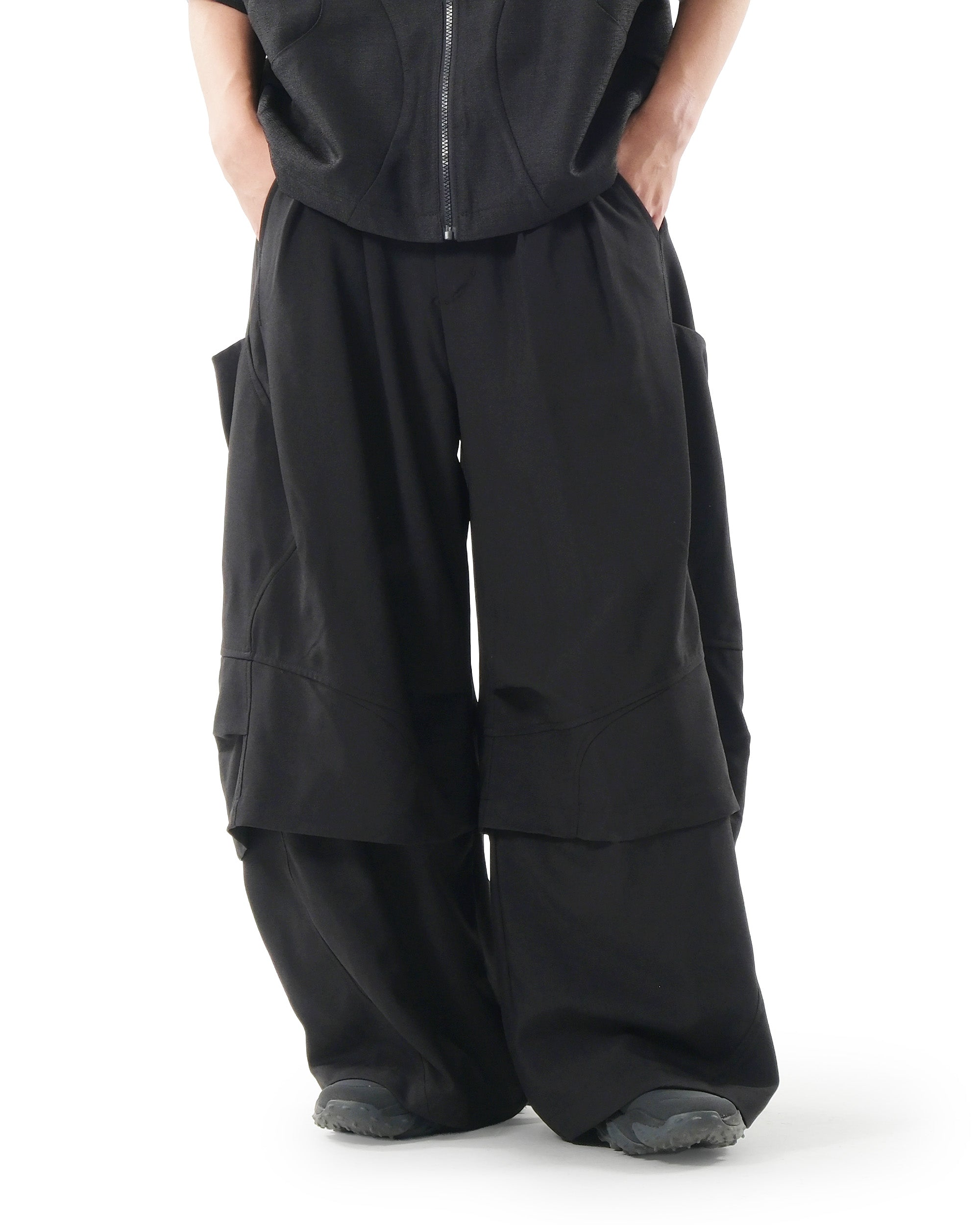 S26-SD1-P / Layered Wide Pants (Black)