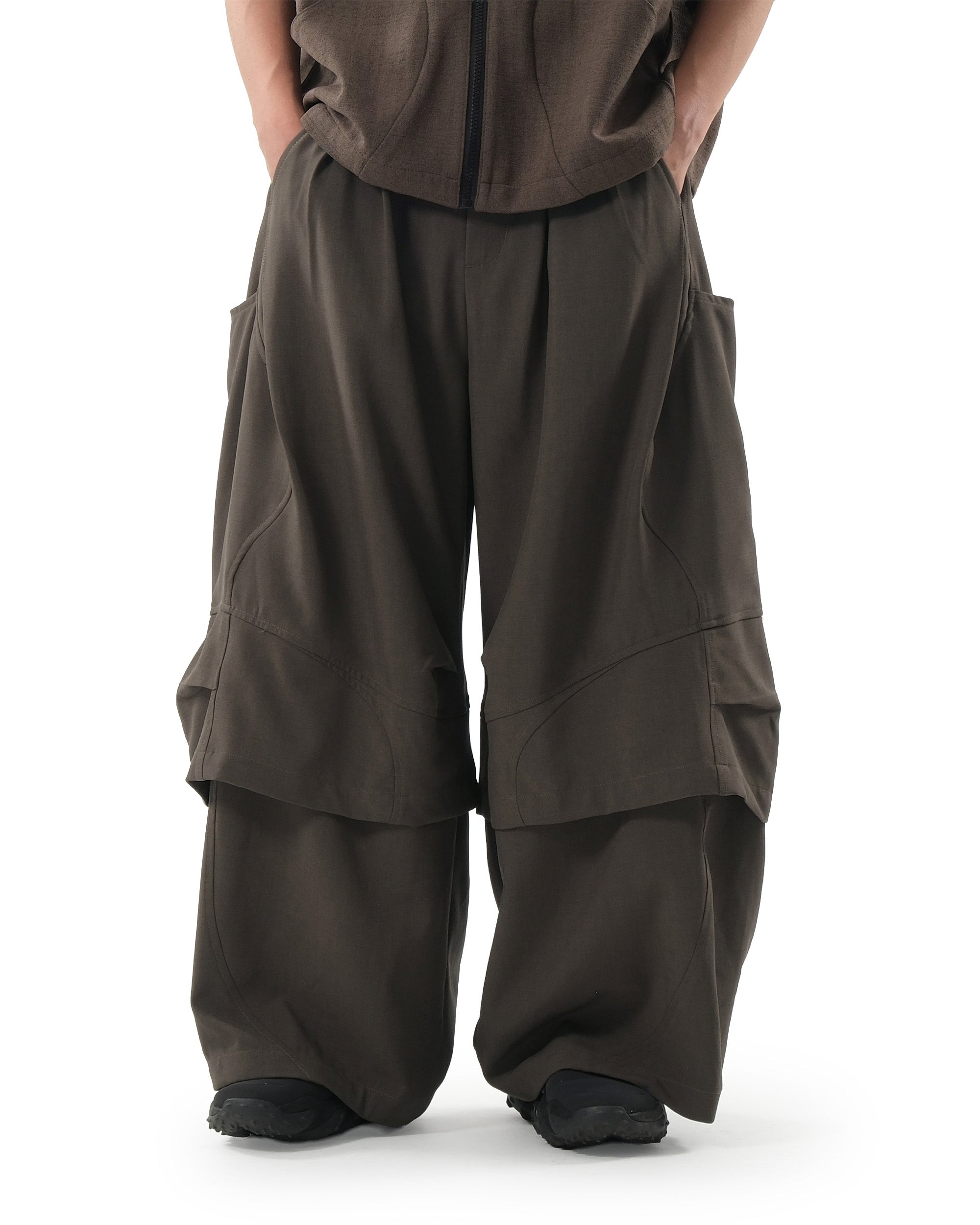 S26-SD1-P / Layered Wide Pants (Brown)