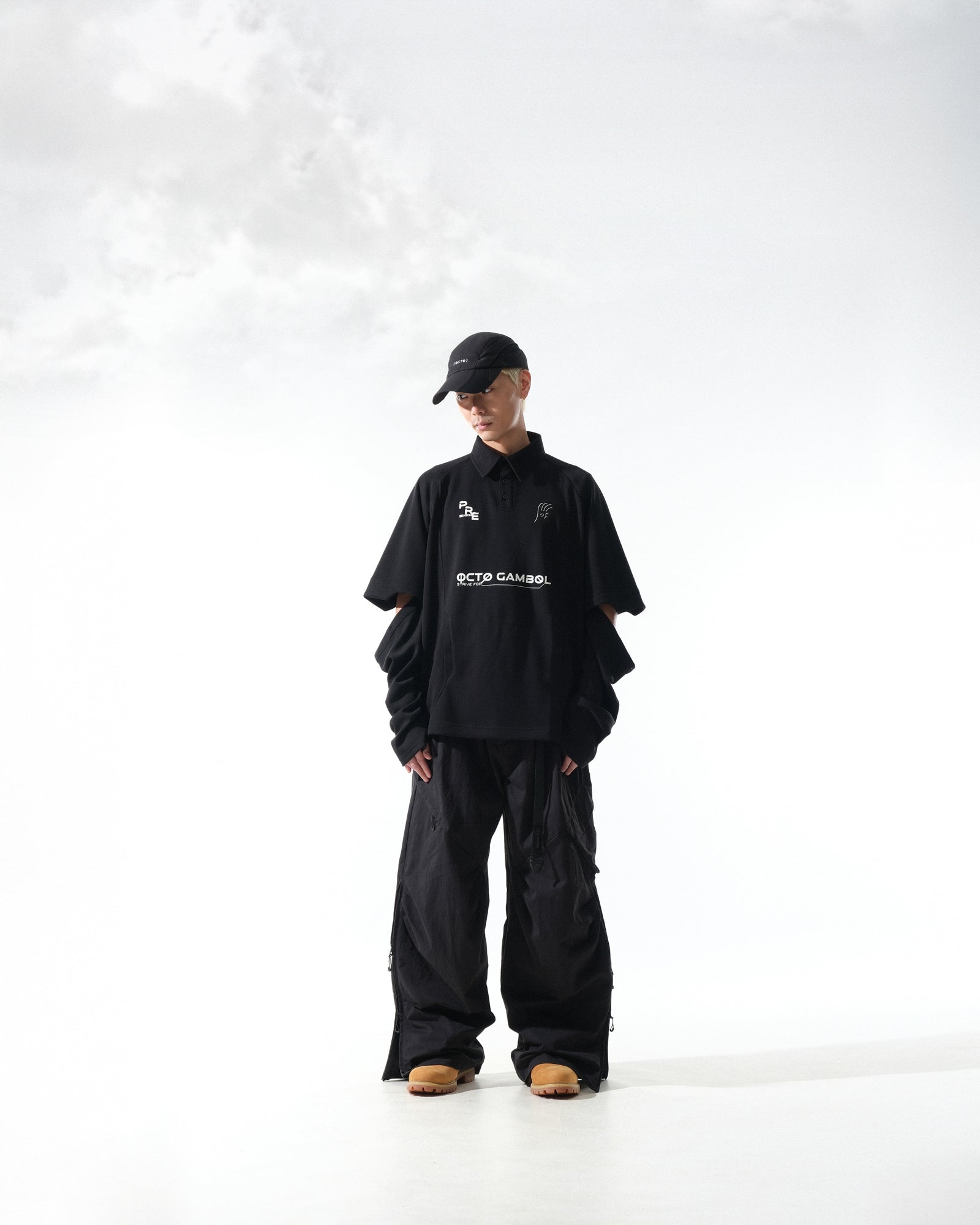 A25-PRE-T1 / Detachable Polo Shirt (Black)