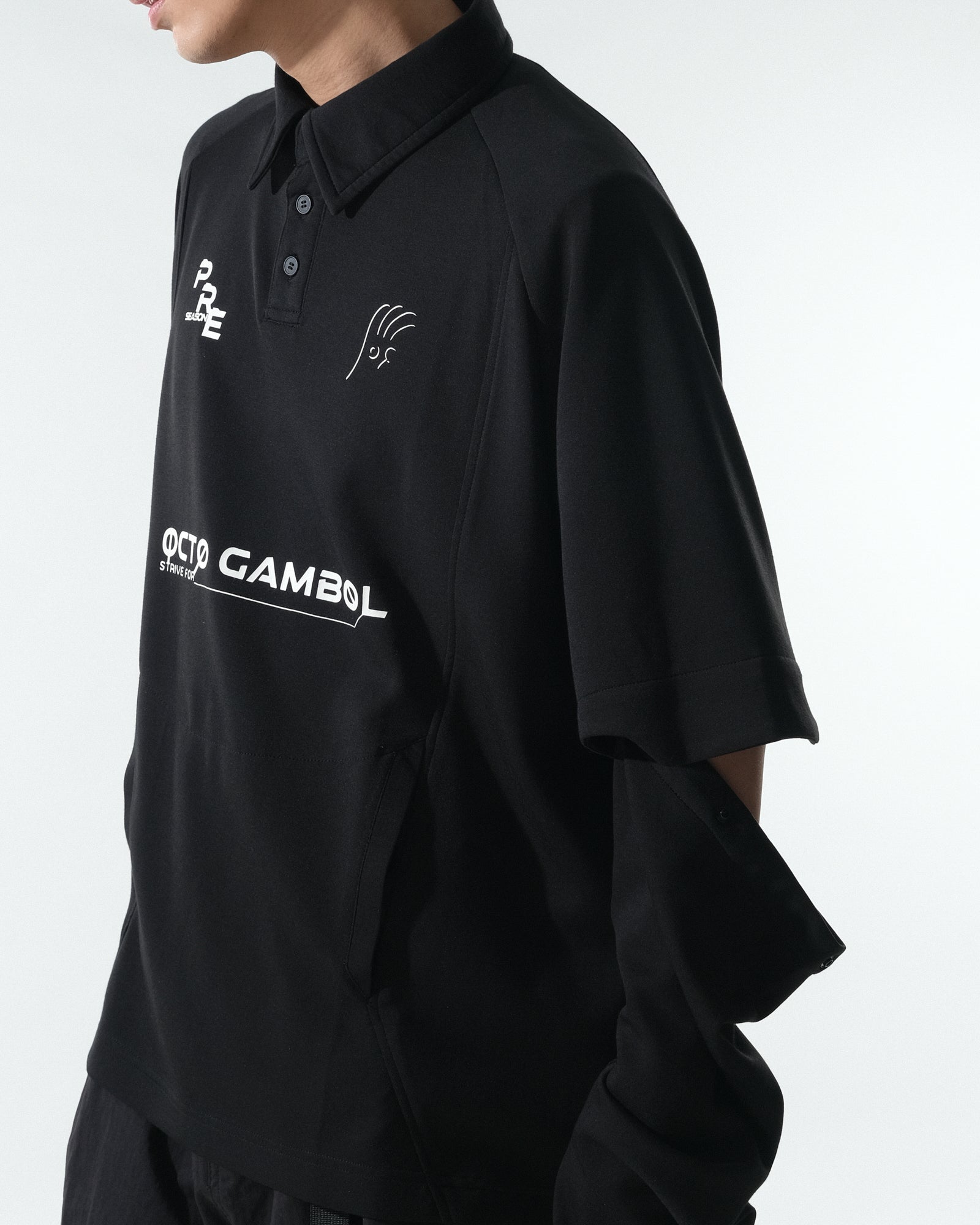 A25-PRE-T1 / Detachable Polo Shirt (Black)
