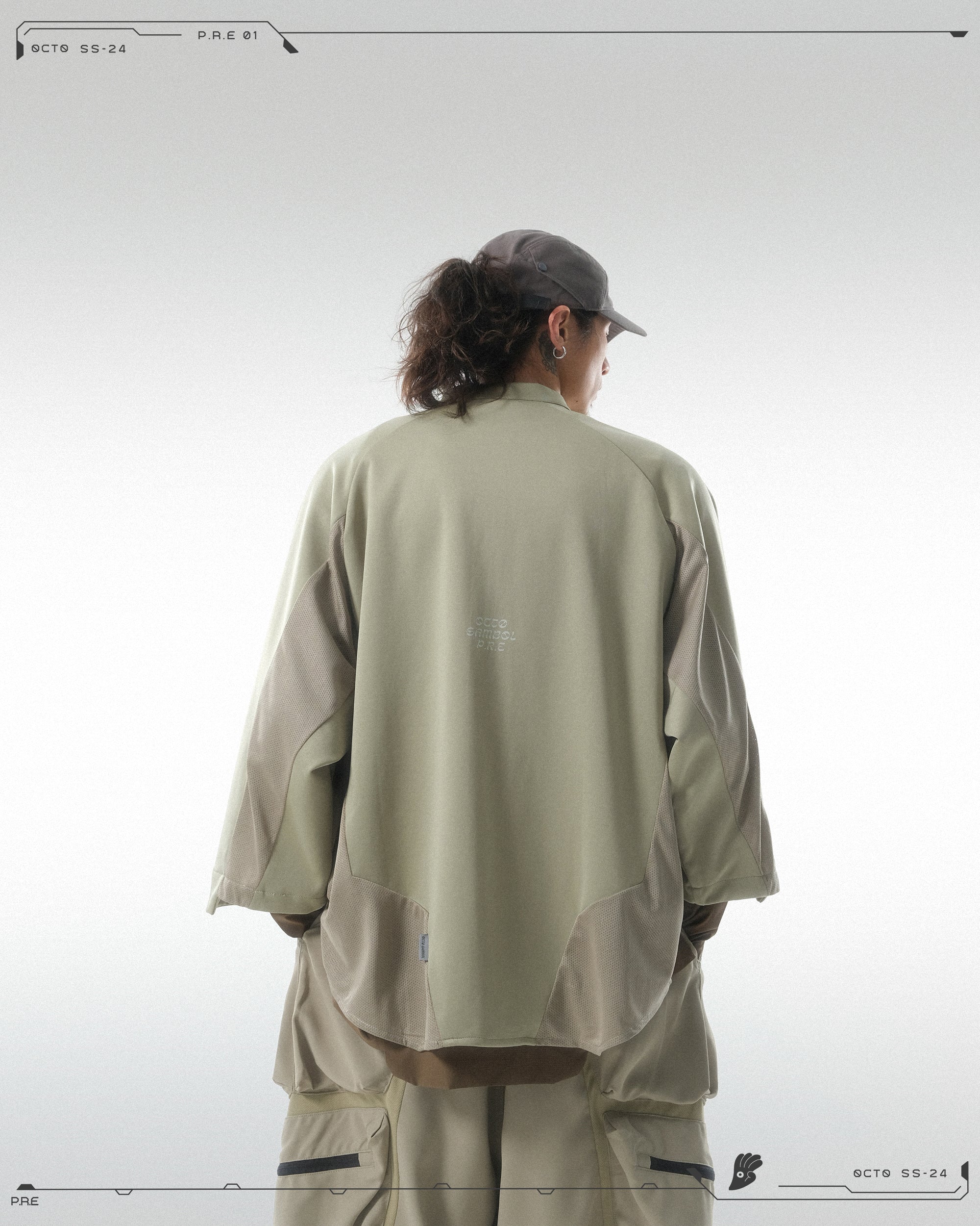 PRE - SEASON —S24 PS-01T-1   Sukkiri Open Chest T-shirt (Taupe Khaki)