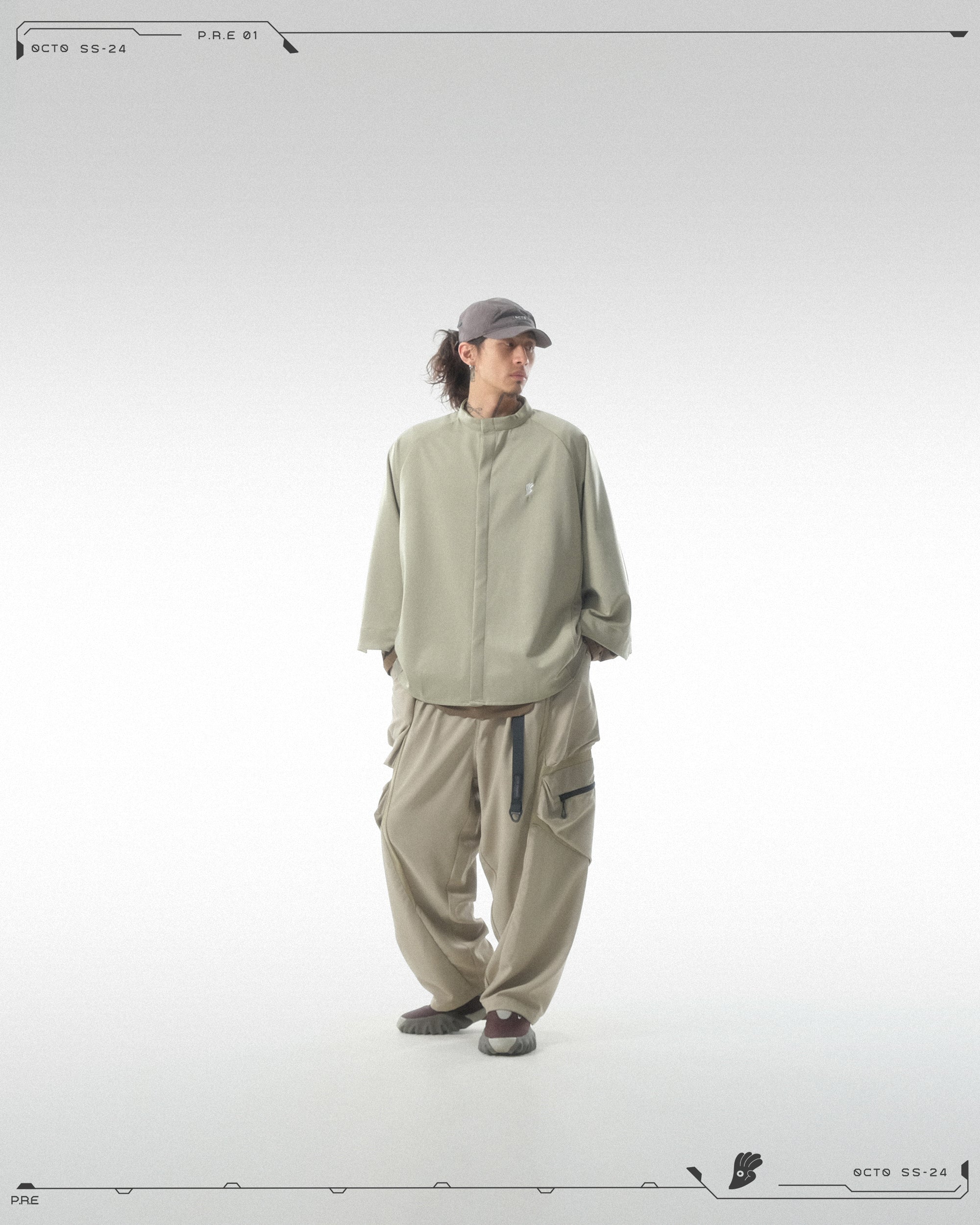 PRE - SEASON —S24 PS-01T-1   Sukkiri Open Chest T-shirt (Taupe Khaki)