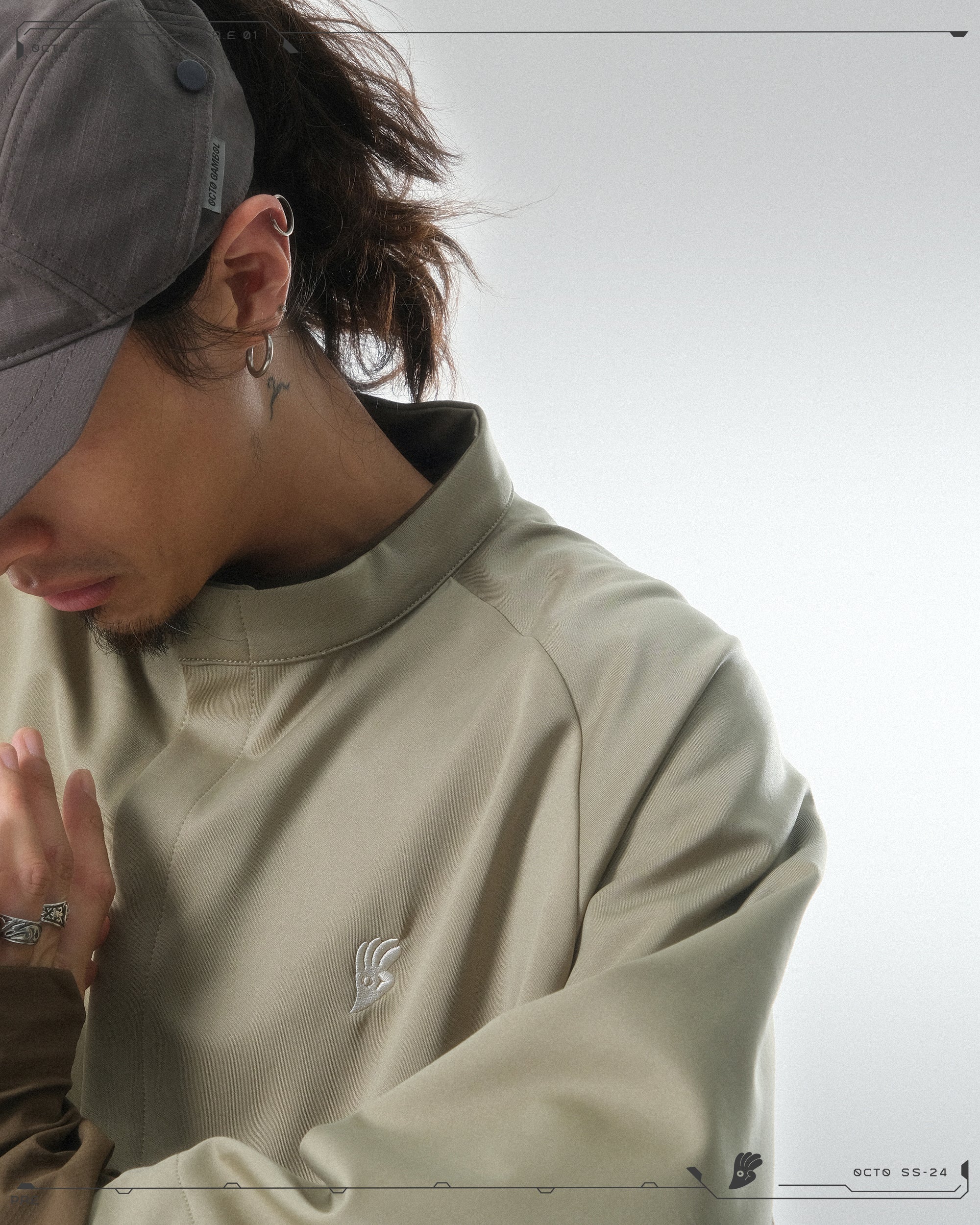 PRE - SEASON —S24 PS-01T-1   Sukkiri Open Chest T-shirt (Taupe Khaki)