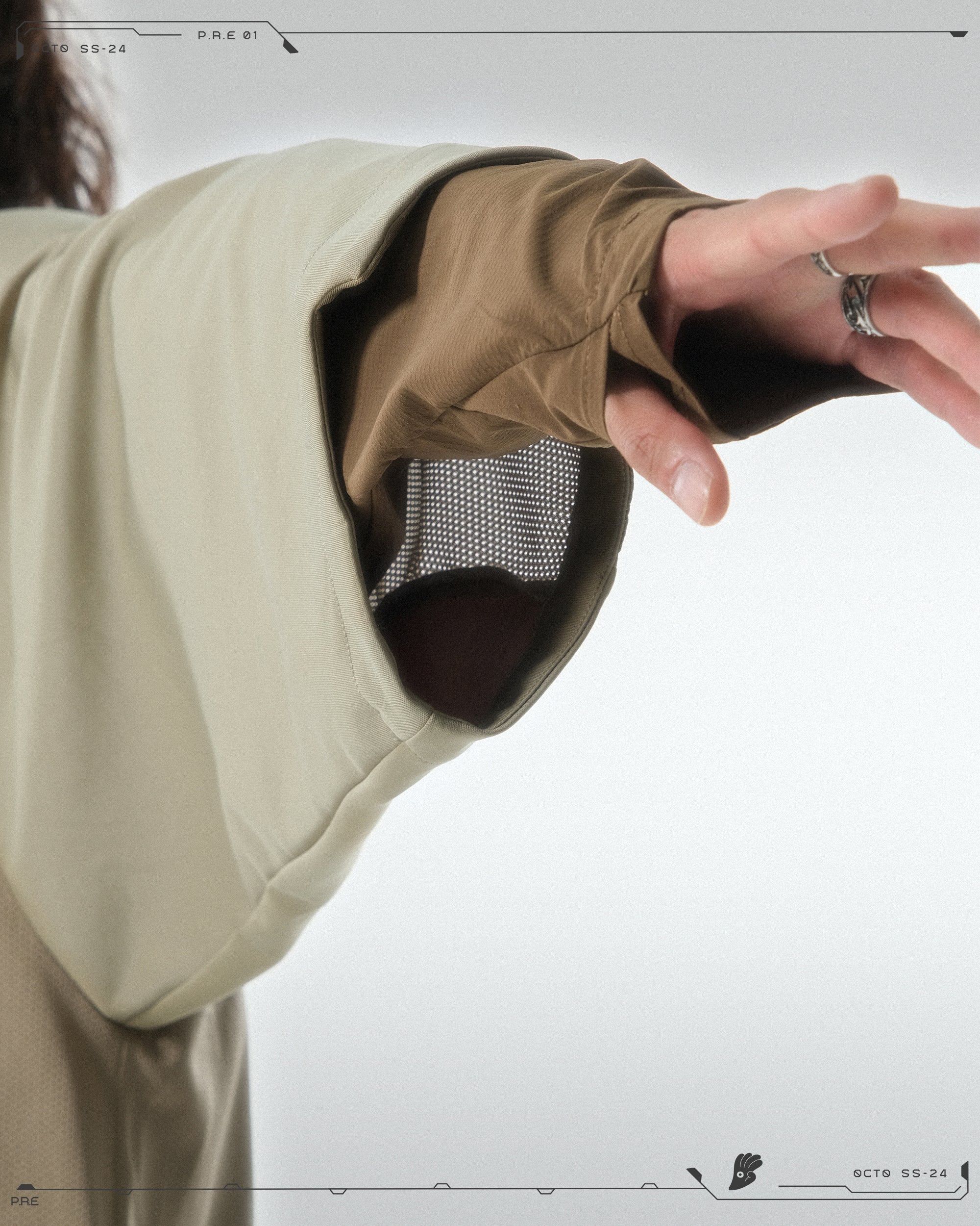 PRE - SEASON —S24 PS-01T-1   Sukkiri Open Chest T-shirt (Taupe Khaki)