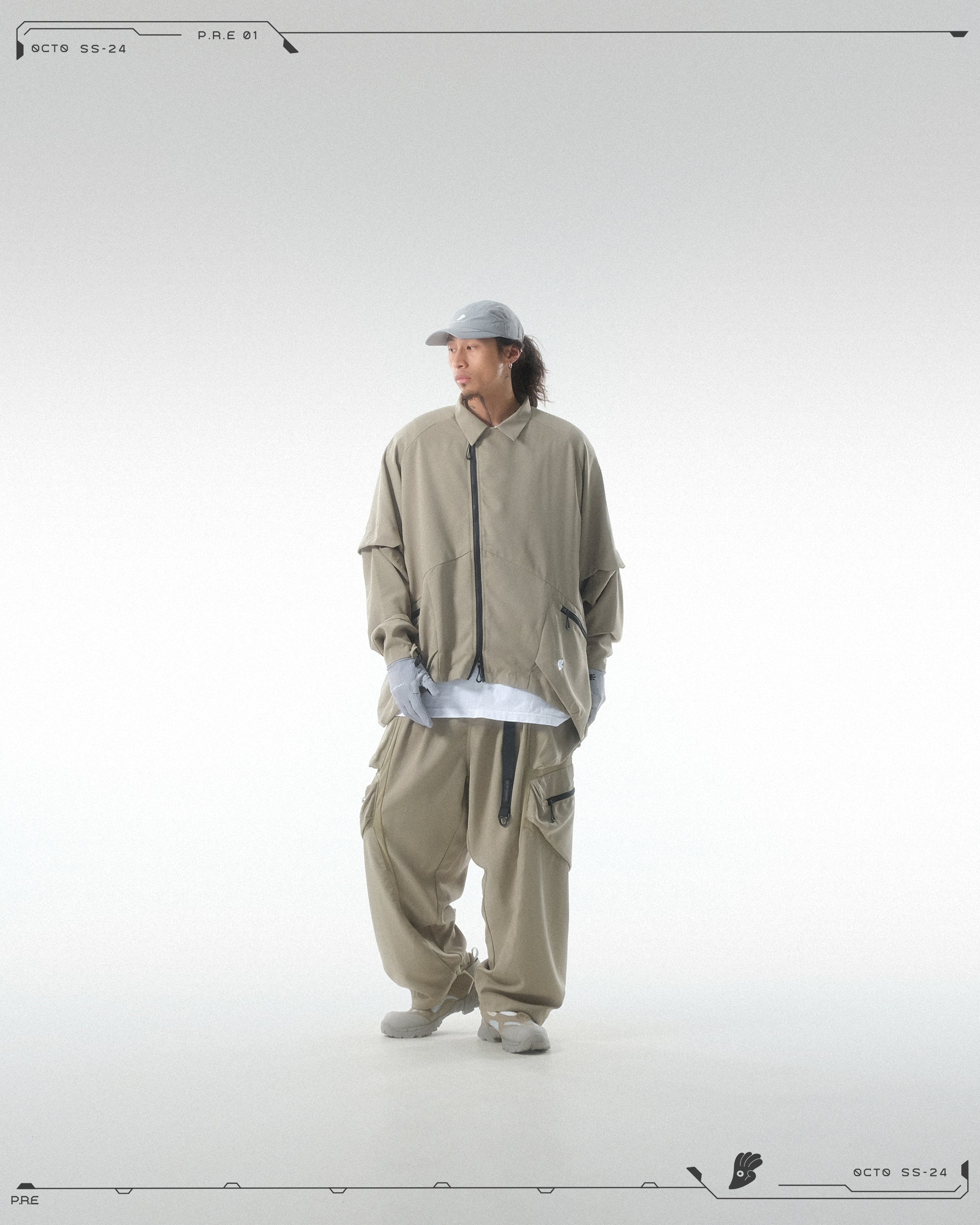 PRE - SEASON  —S24 PS-01J Detachable Sleeves Blazer  (Pewter Khaki)