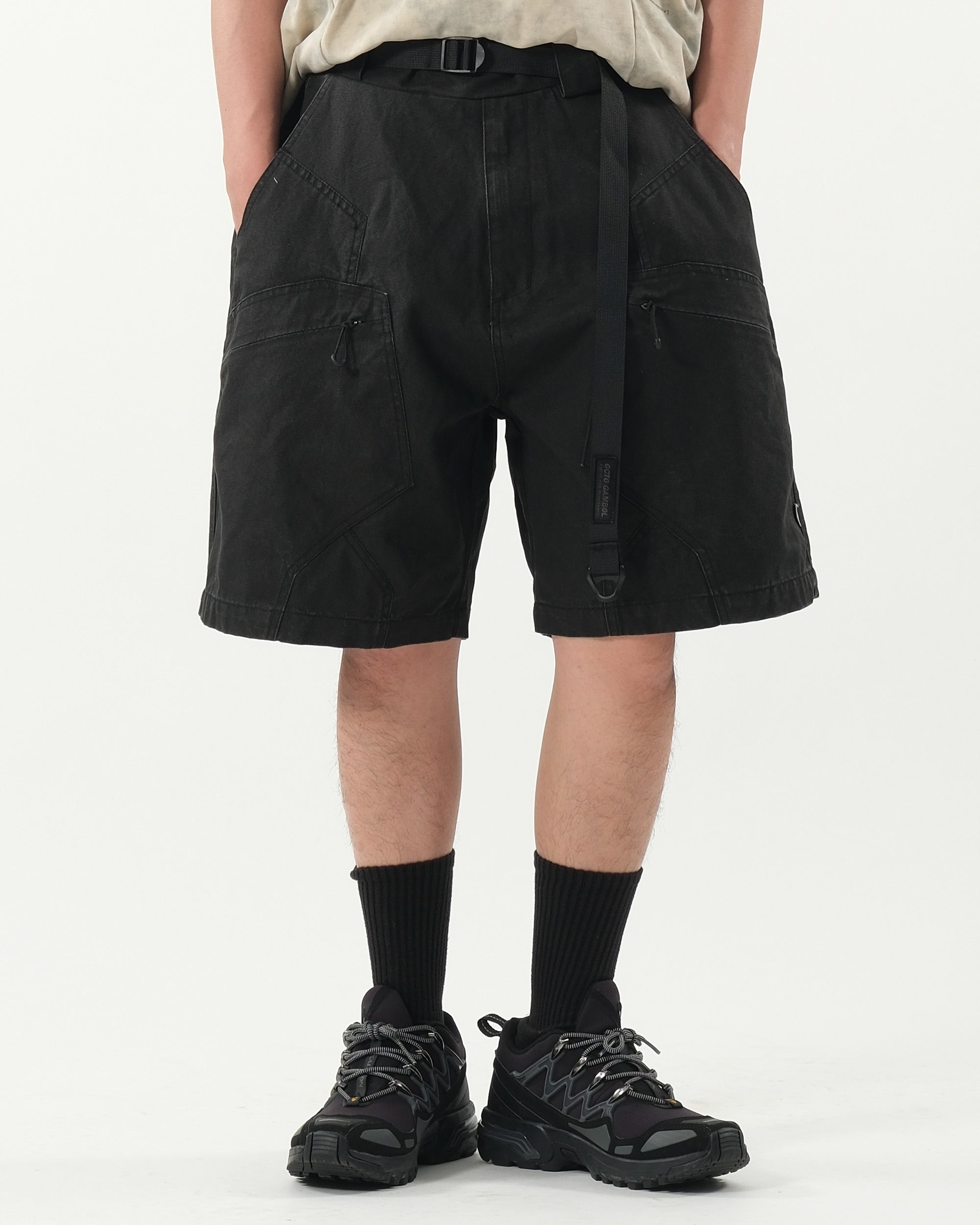S26-PR-S1/ Light Twill Utility Shorts (Black)