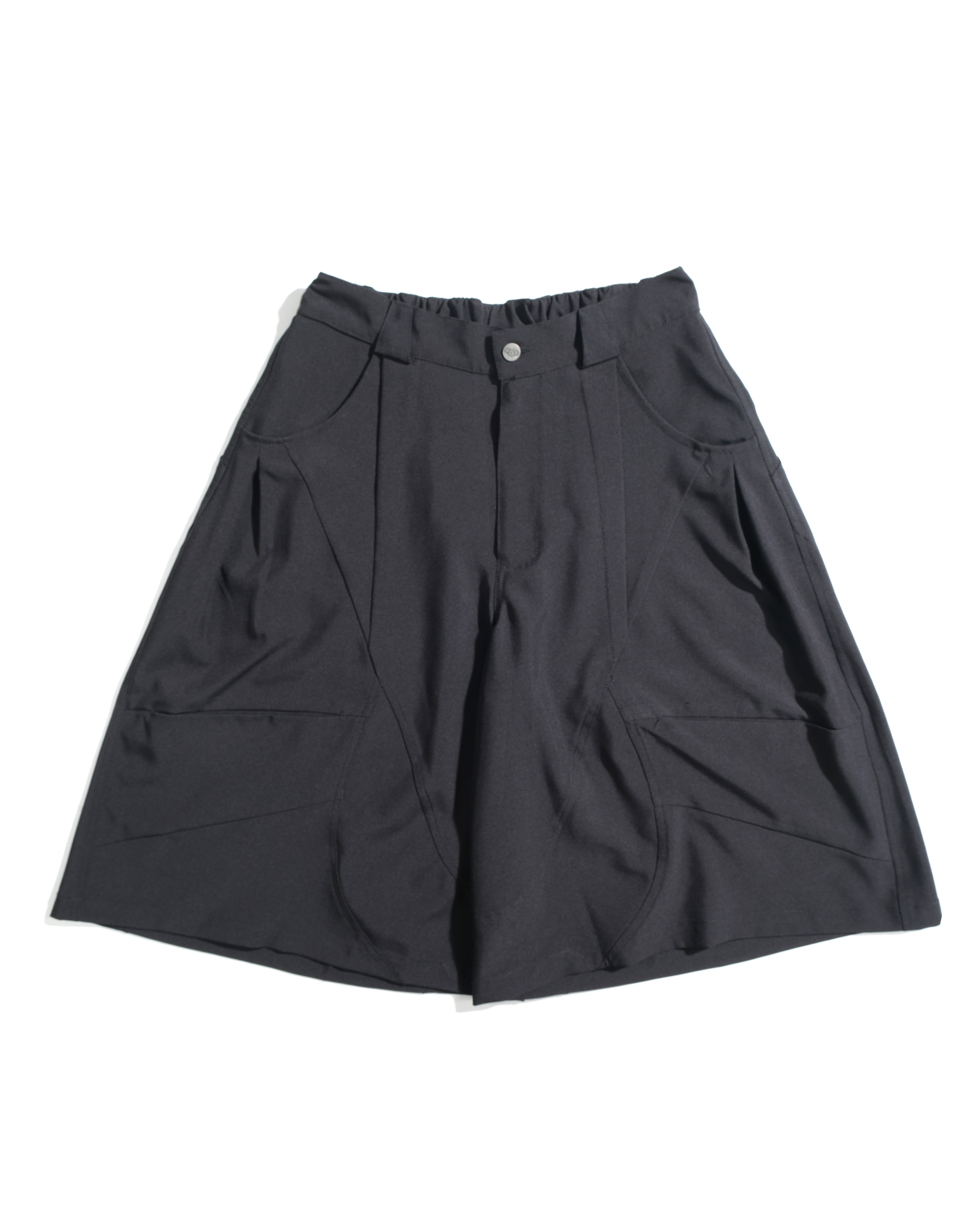 S26-SD1-S / Structured Wide Shorts (Black)