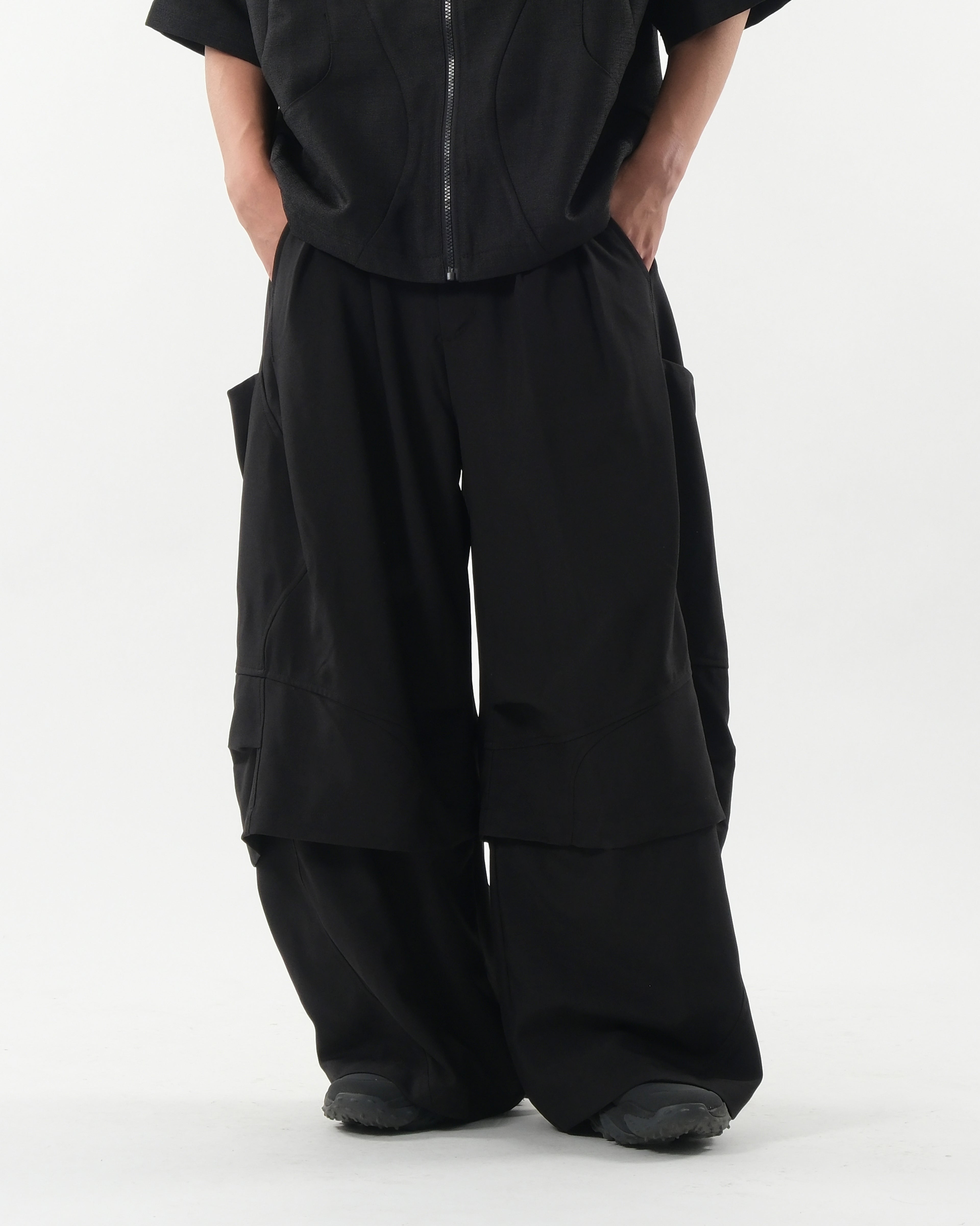 S26-SD1-P / Layered Wide Pants (Black)
