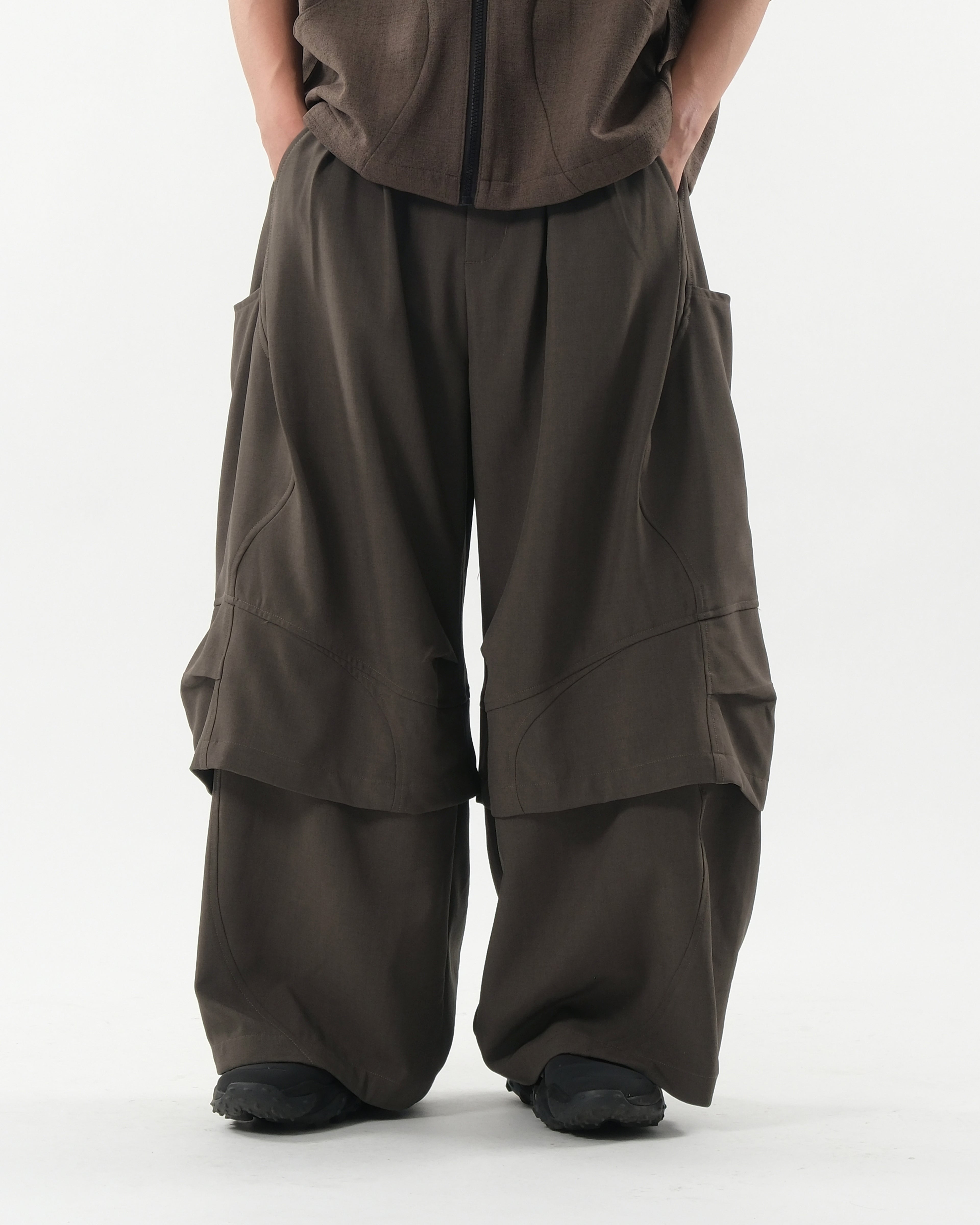 S26-SD1-P / Layered Wide Pants (Brown)