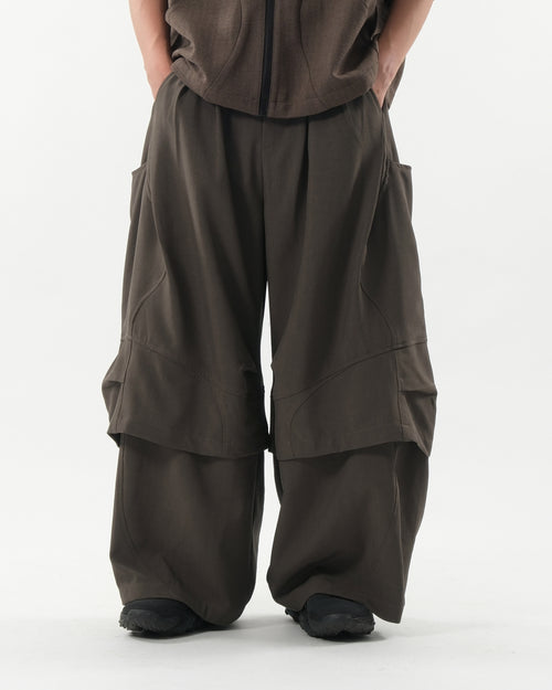 S26-SD1-P / Layered Wide Pants (Brown)