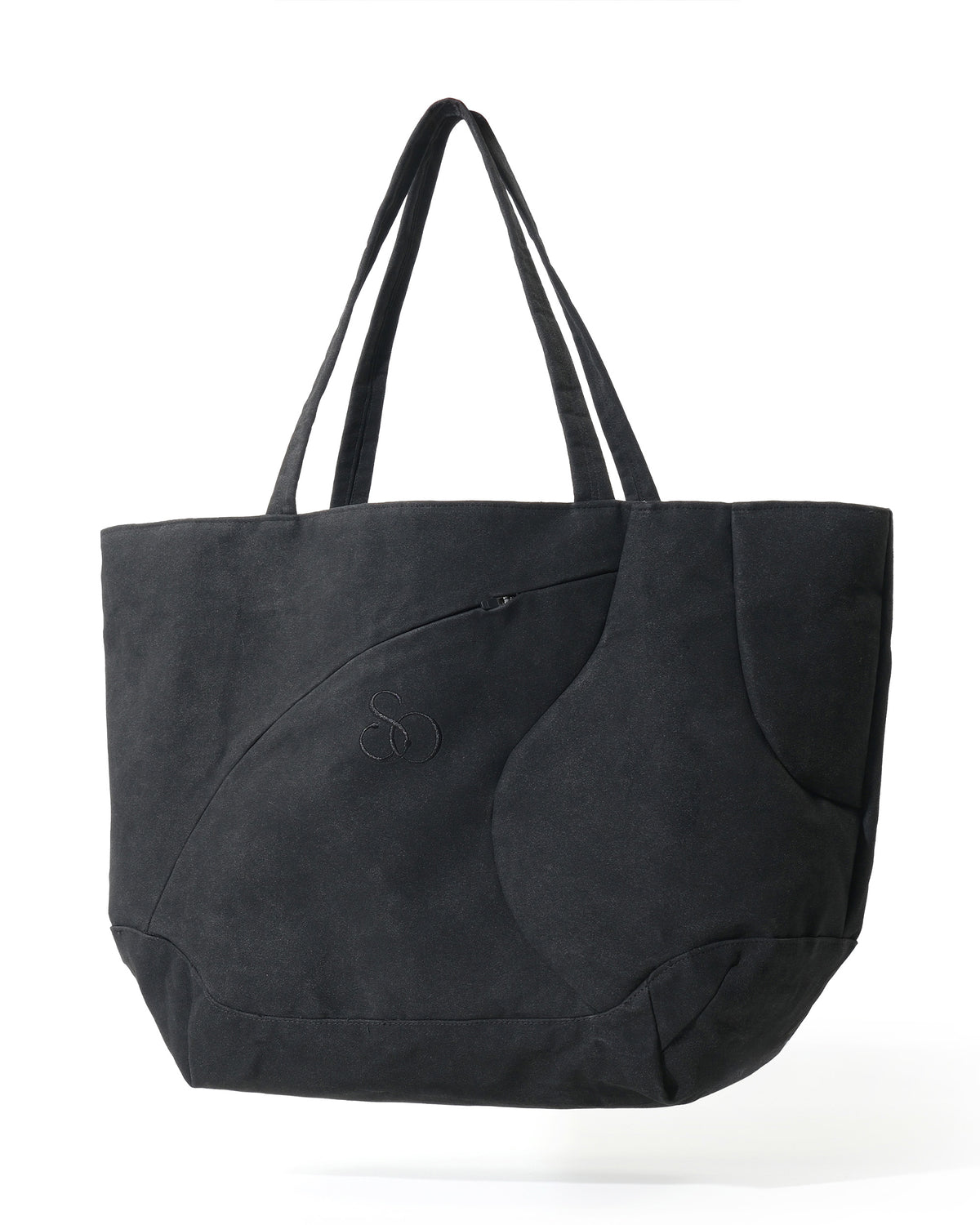 A26-SD1-B  / Curved Panel Tote Bag (Black)