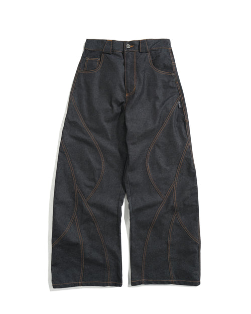 S26-SD3-P / Race Line Denim Pants (N-Black)