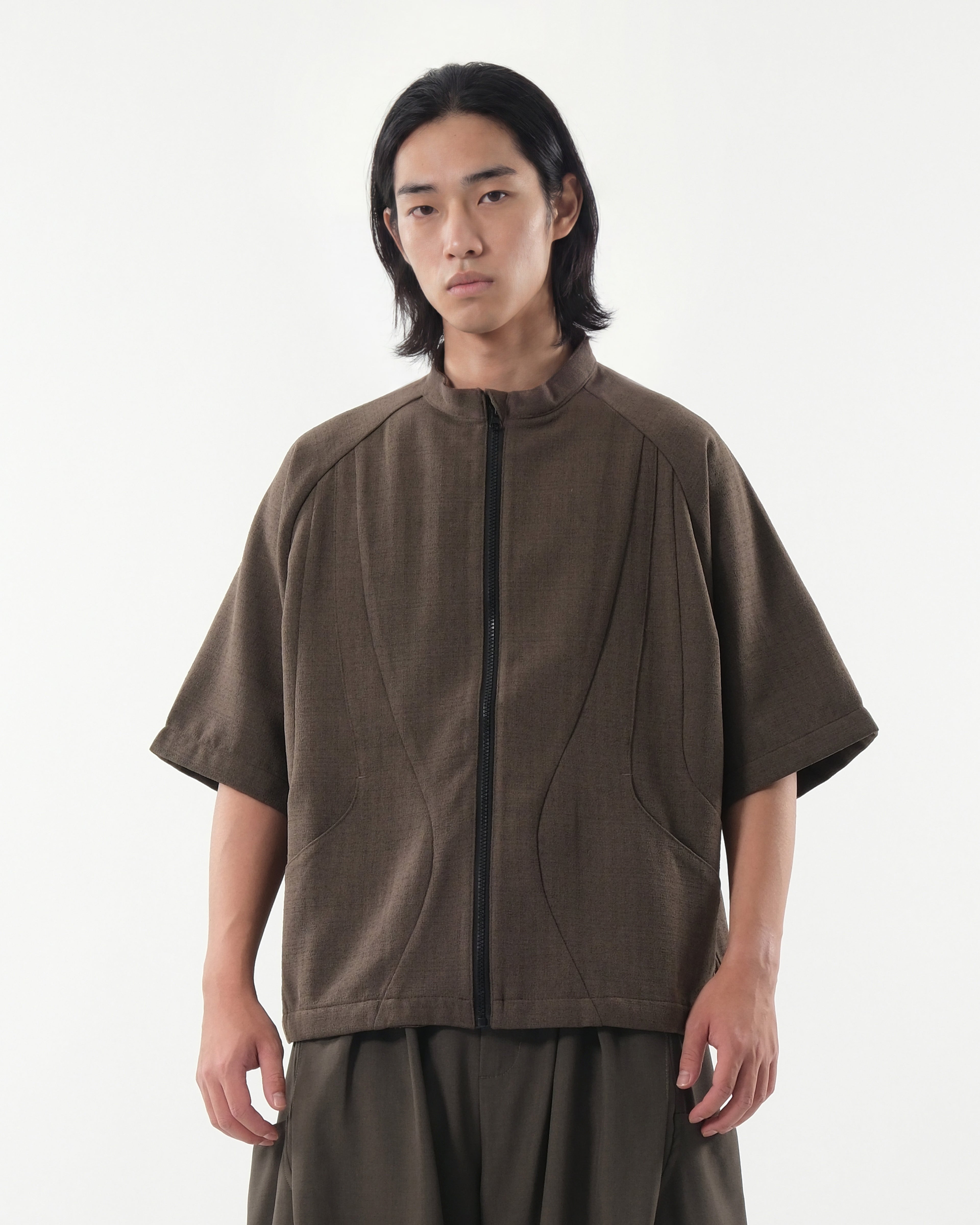 S26-SD1-ST / S-Flow Zip Shirt (Brown)