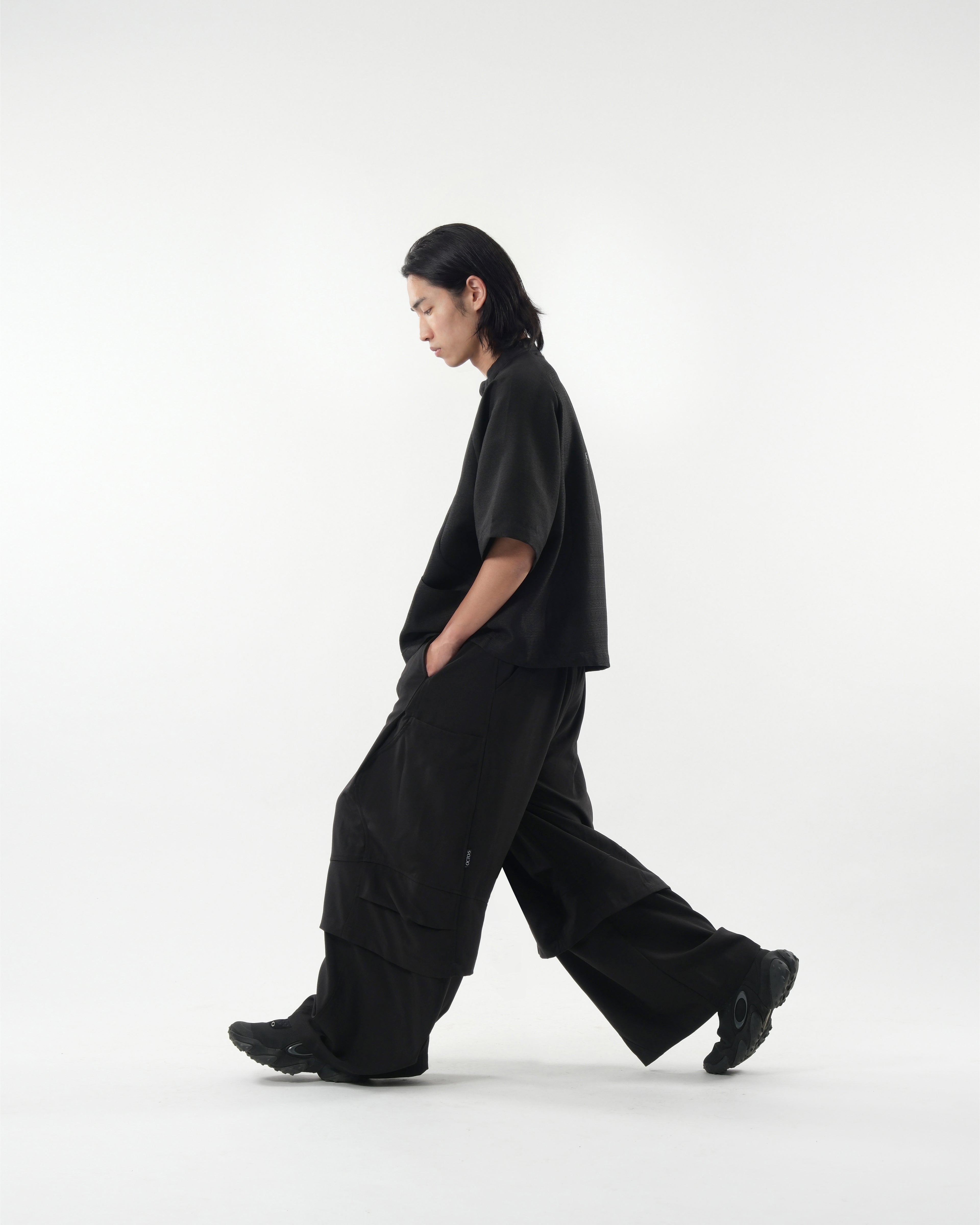 S26-SD1-P / Layered Wide Pants (Black)