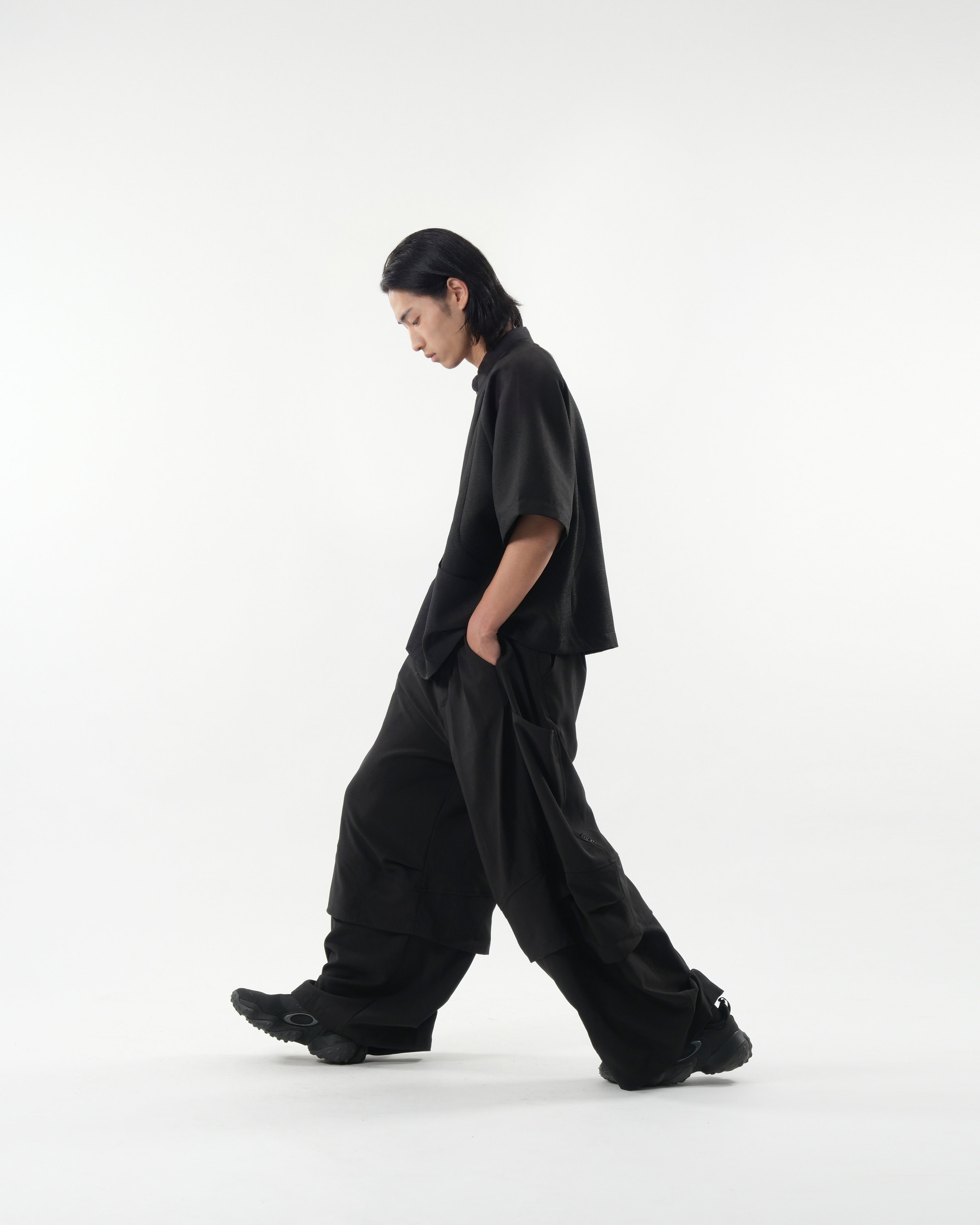 S26-SD1-P / Layered Wide Pants (Black)