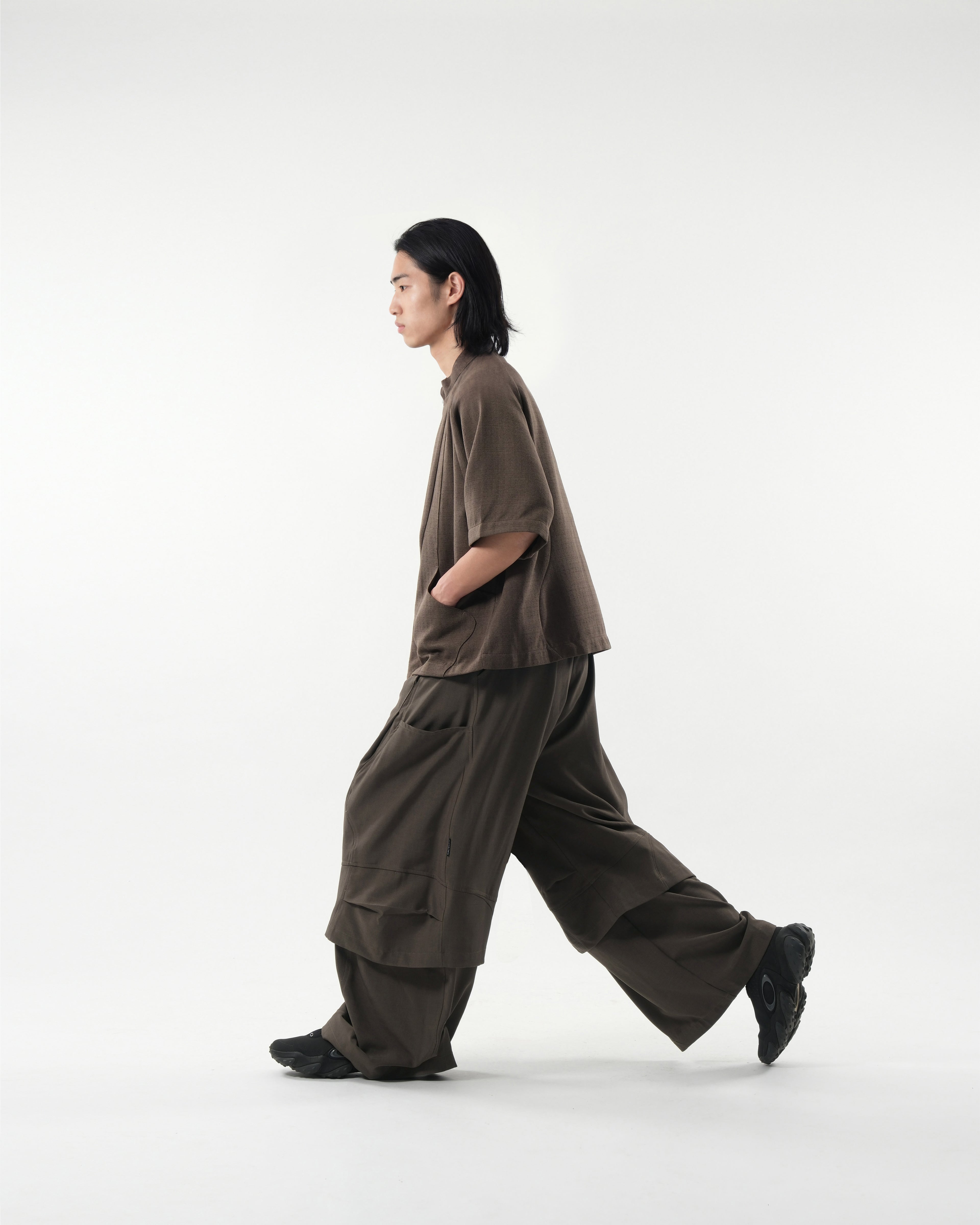 S26-SD1-P / Layered Wide Pants (Brown)