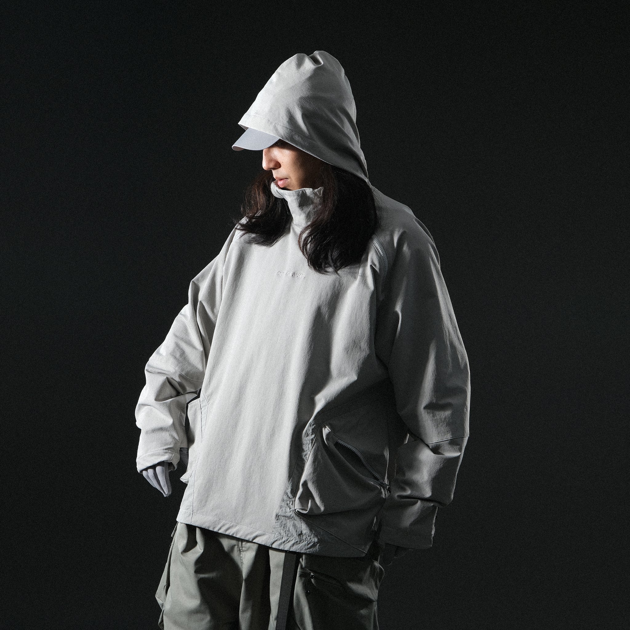 AW22 / 08 — T22-066 Turtleneck hidden hood Hoodie (Ivory White)
