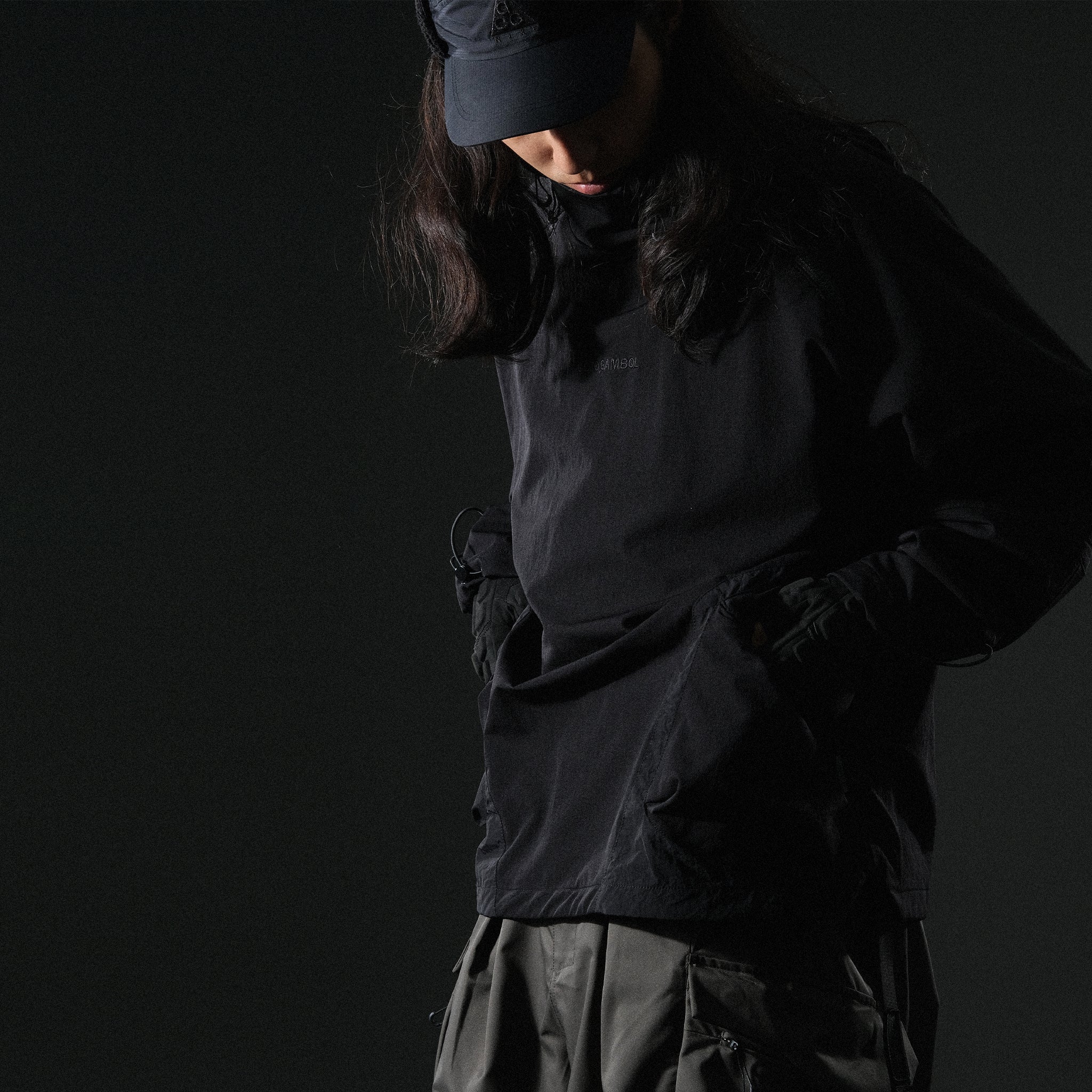 AW22 / 08 — T22-066 Turtleneck hidden hood Hoodie (Black)