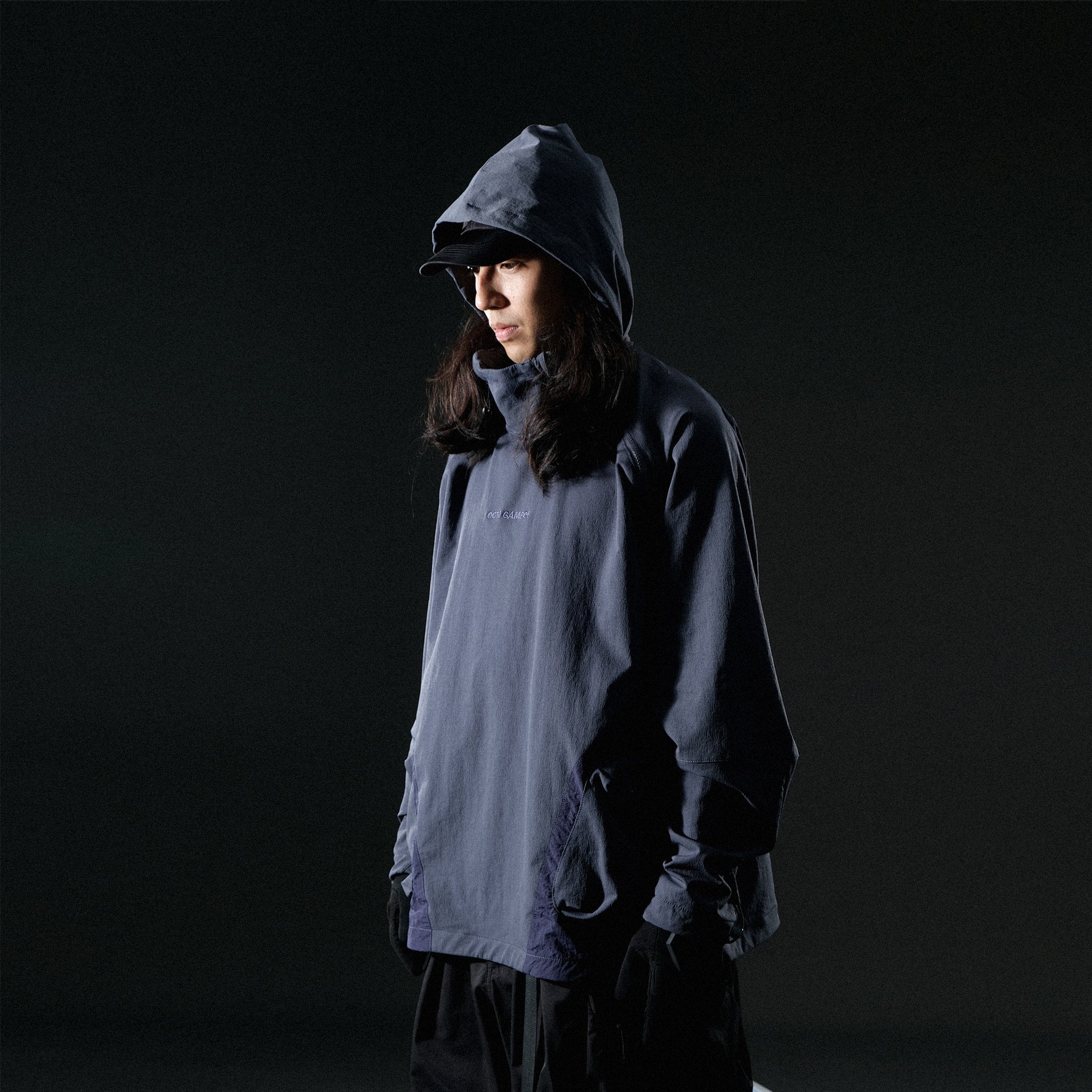 AW22 / 08 — T22-066 Turtleneck hidden hood Hoodie (Navy)