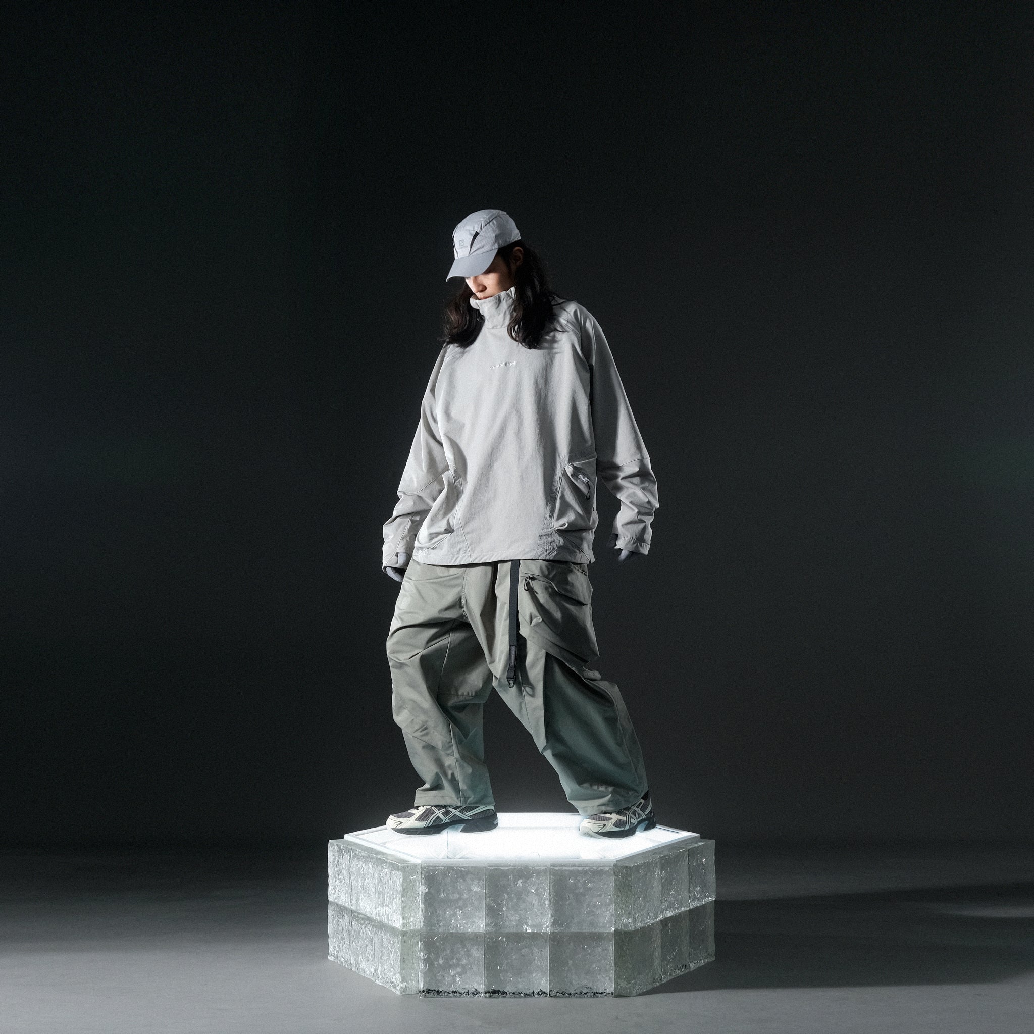 AW22 / 08 — T22-066 Turtleneck hidden hood Hoodie (Ivory White)