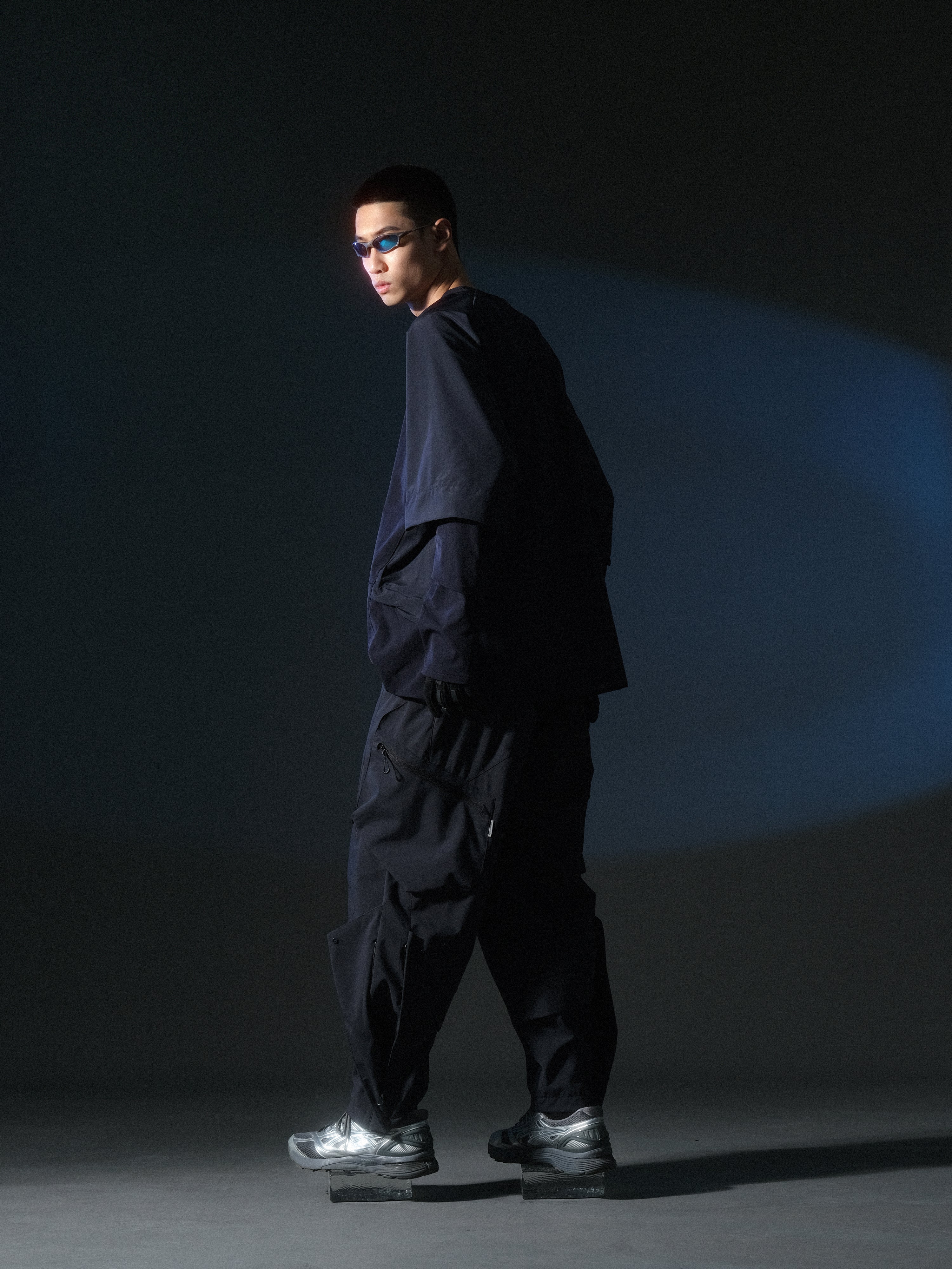 AW22 / 02 — T22-063 Armored Arm Nylon Long Sleeve T-shirt (Navy)