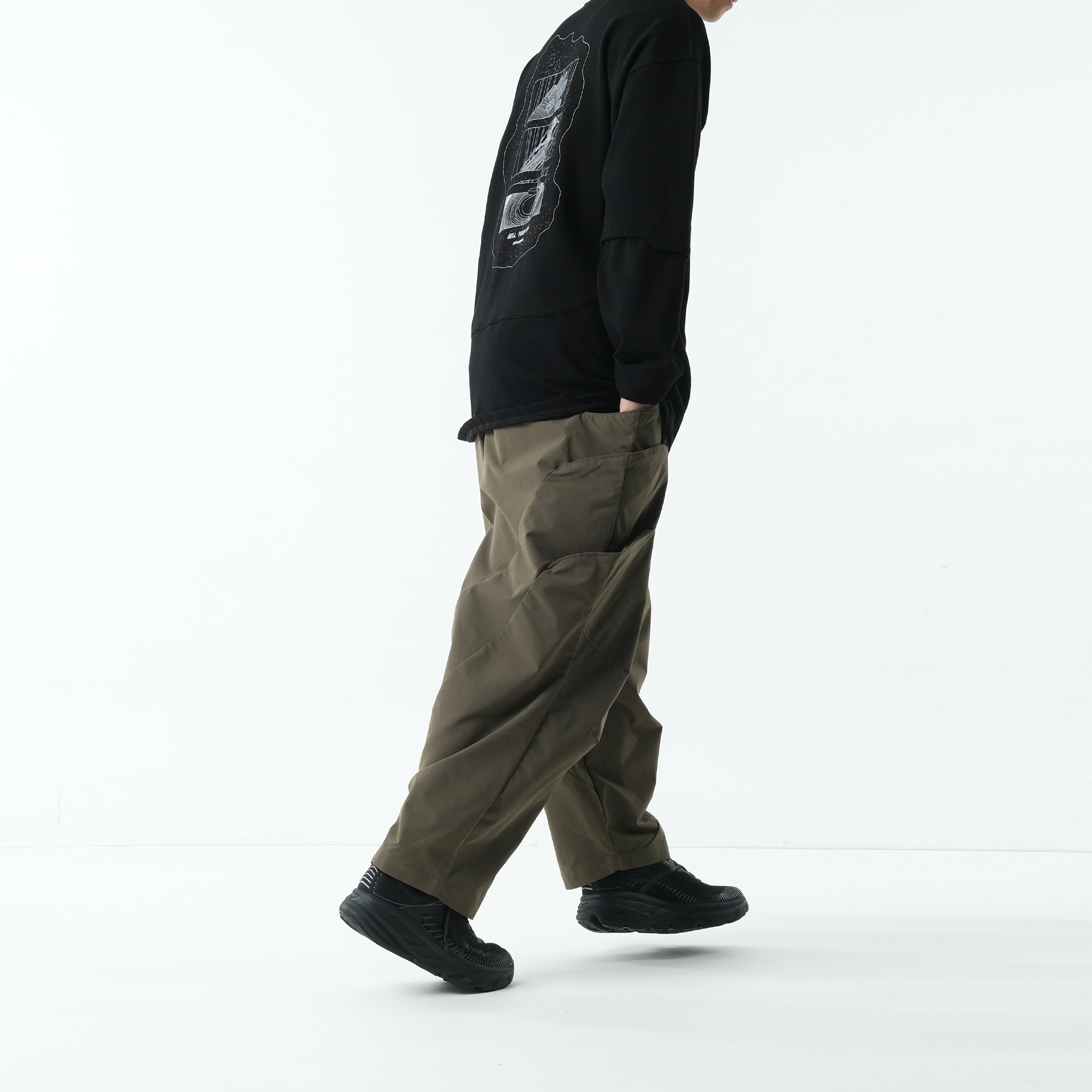 Capsule Series / CB103 3-layer Pocket Loose Pants (Green)