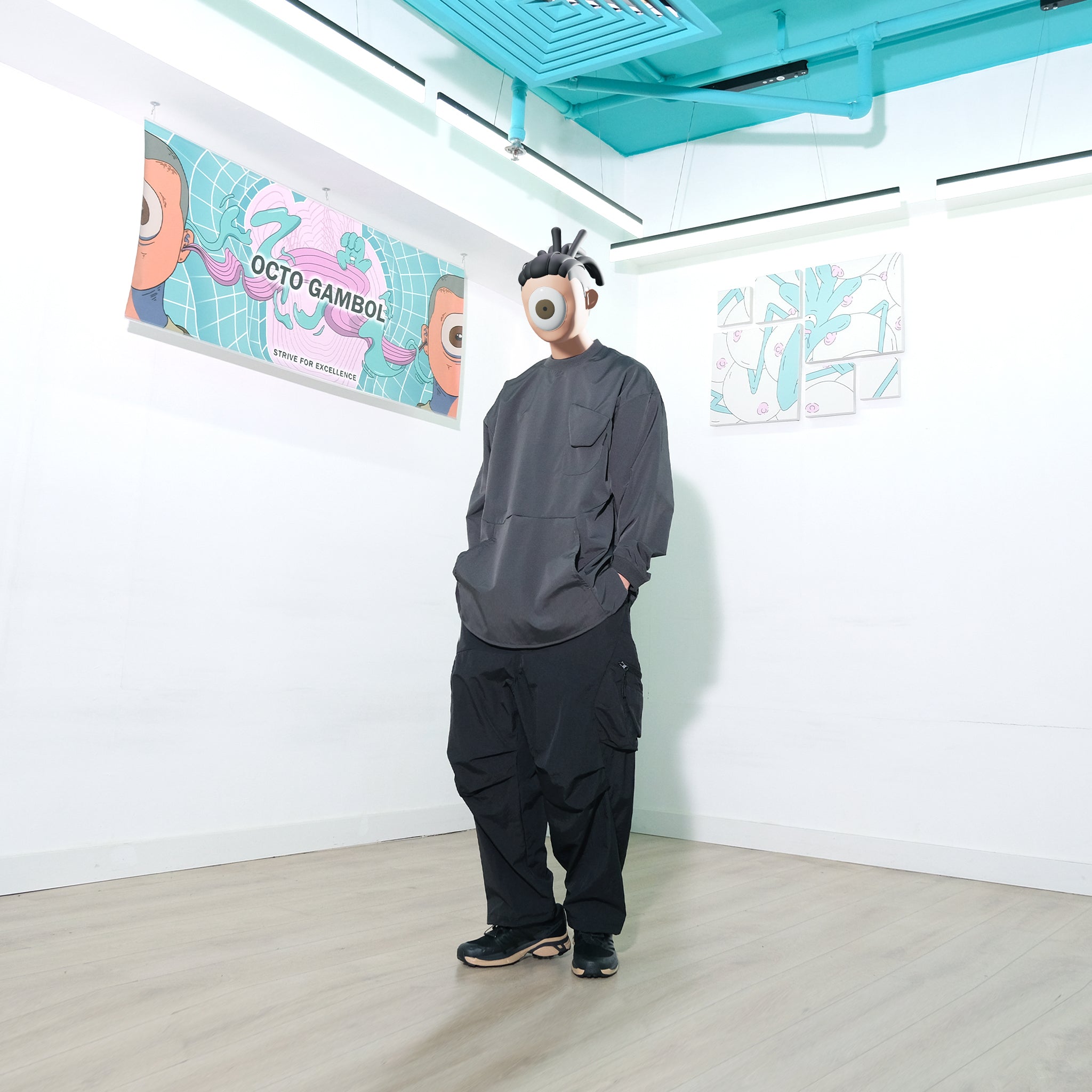 Capsule Series / CB112 Zipper Pocket Loose Pants (Black)