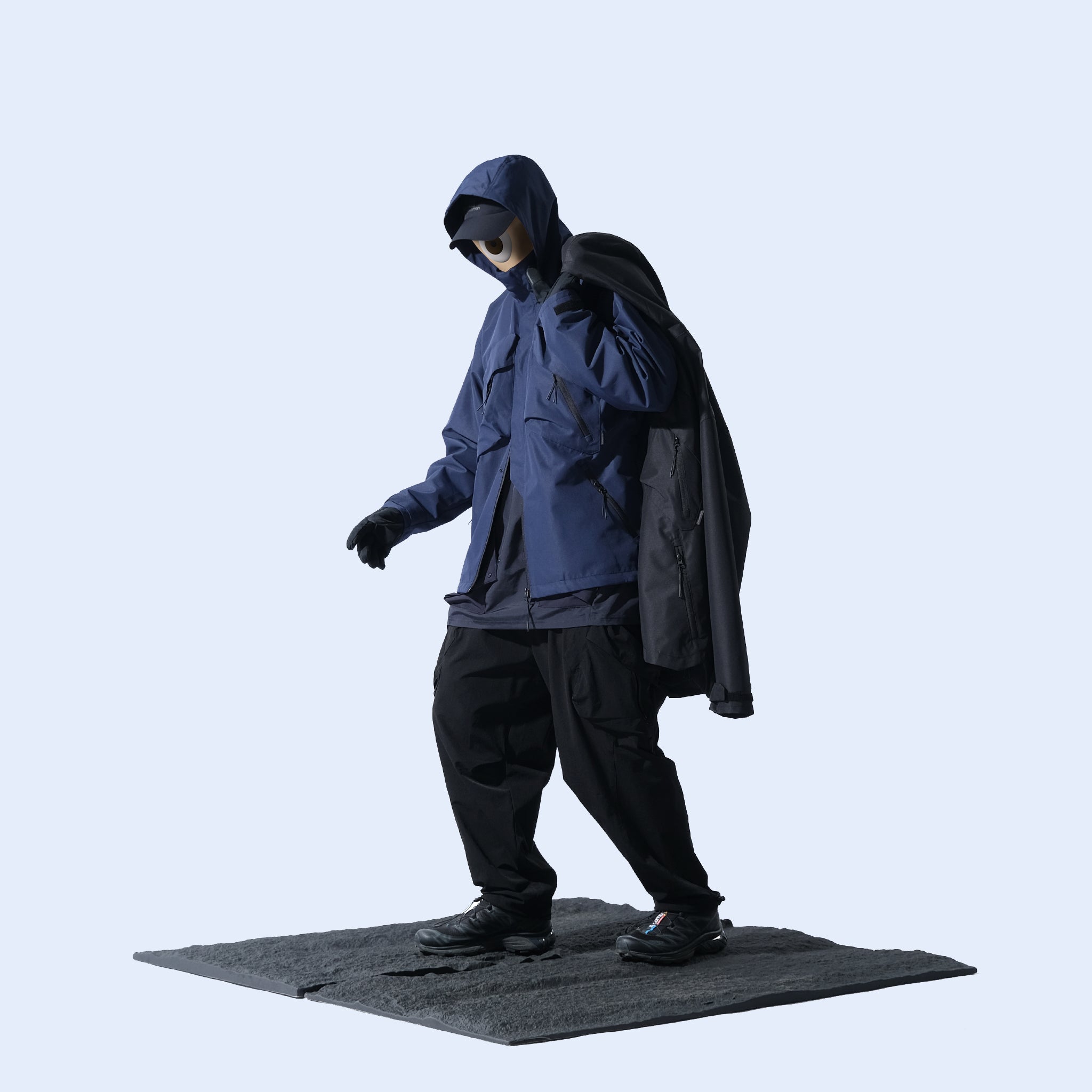 Capsule 01 / CSP-121 Double Layered Cargo Pocket Nylon Pants (Black)