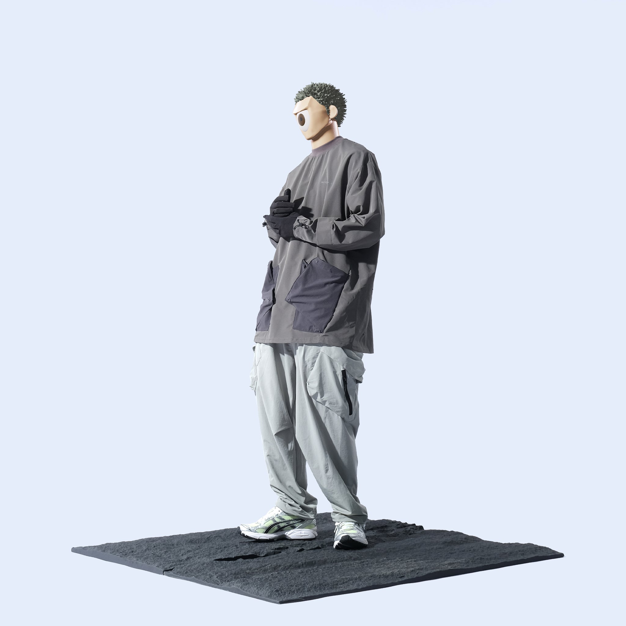Capsule 01 / CSP-121 Double Layered Cargo Pocket Nylon Pants (Ivory Grey)