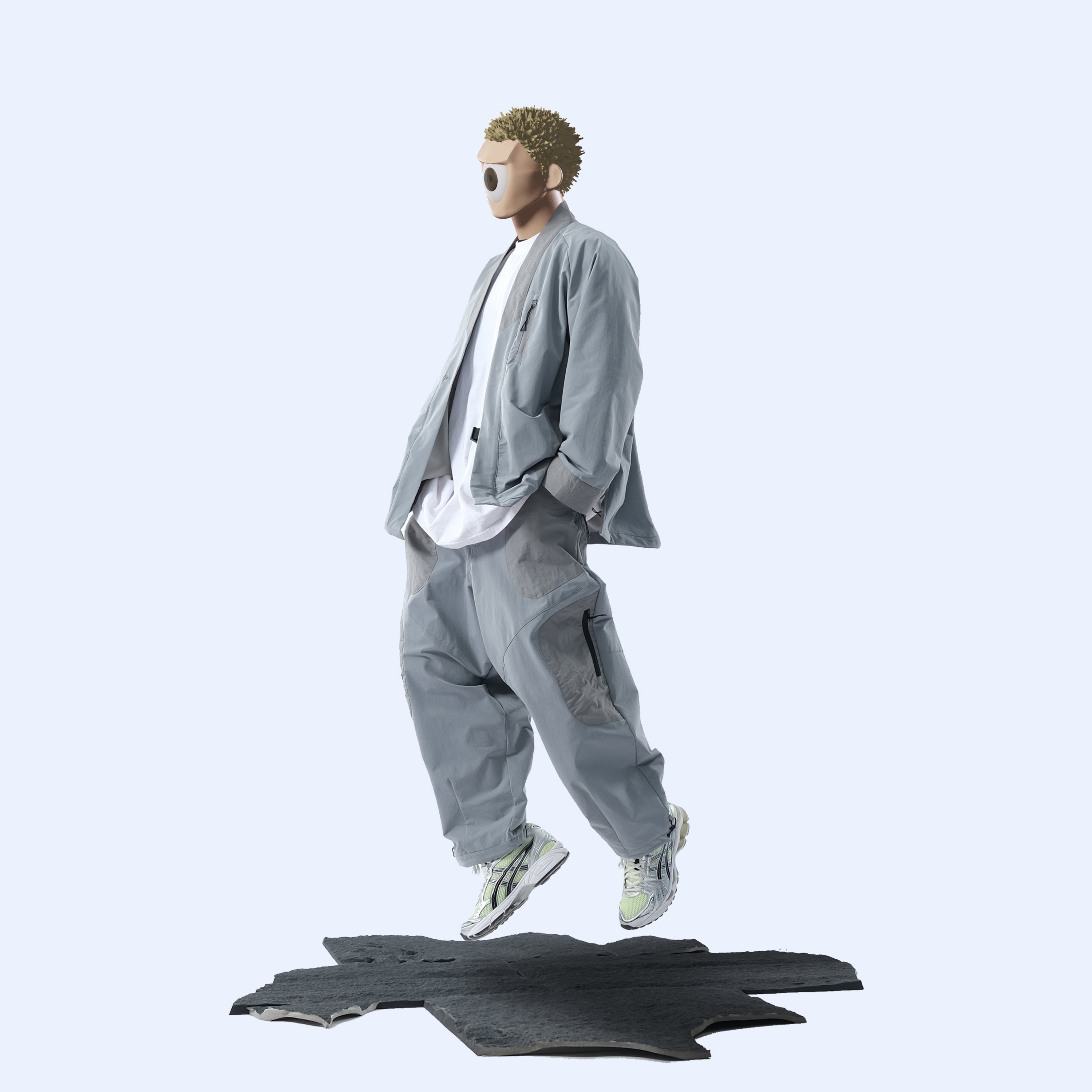Capsule 03 / CSP-124 Adjustable Panelled Relaxed Pants  (Light Grey)