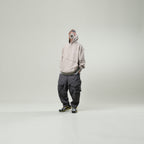 Capsule Series / CD076 Frayed-hem Patchwork Hoodie (Ivory White)