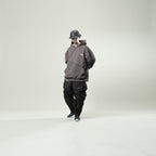 Capsule Series / CD076 Frayed-hem Patchwork Hoodie (Dark Grey)
