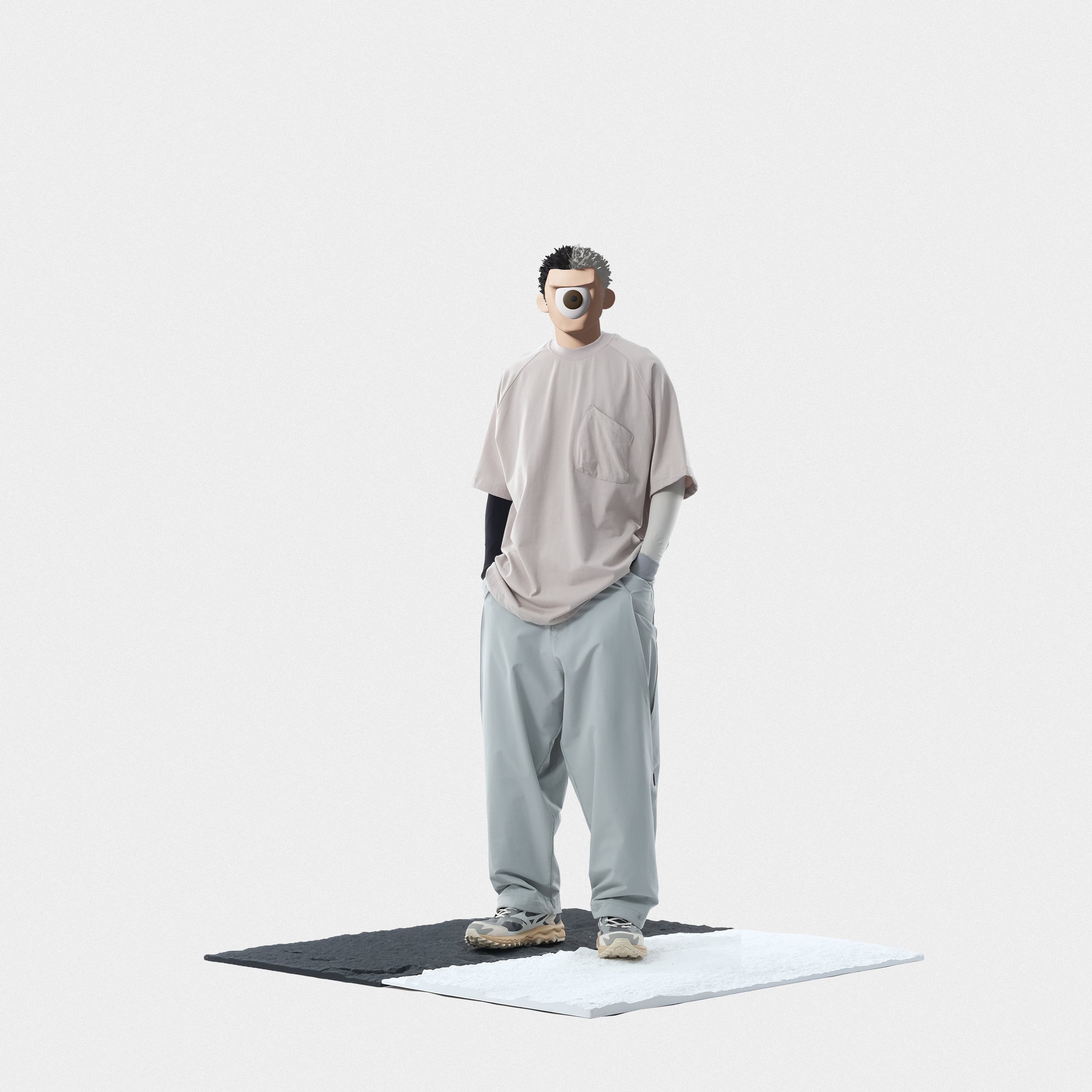 Capsule 01 / CSP-116 Hidden Pocket Adjustable Loose Pants  (Light Grey)