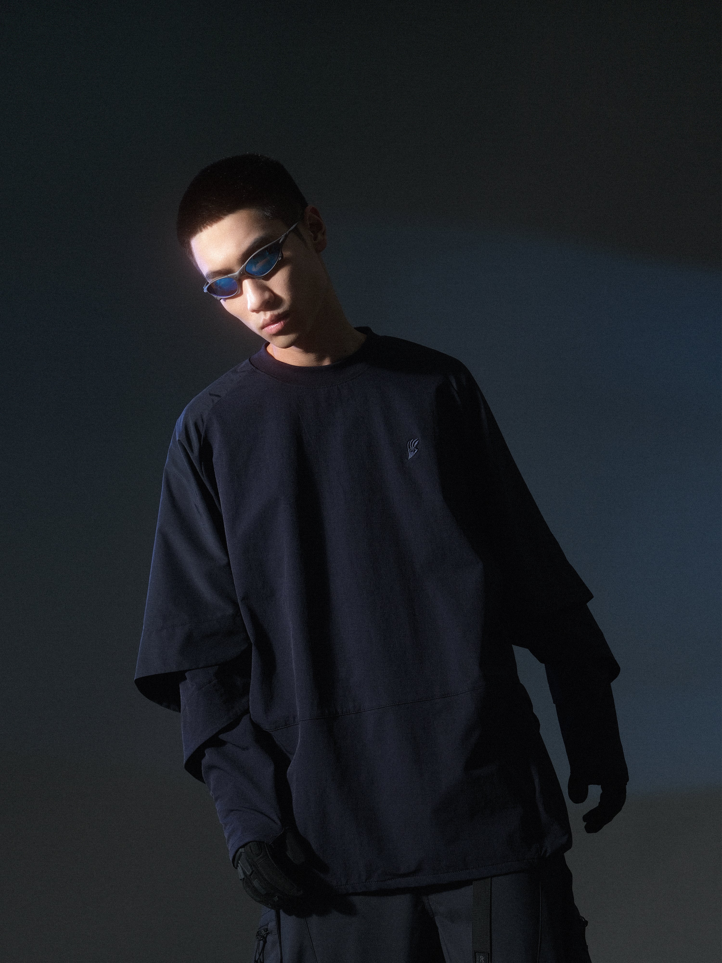 AW22 / 02 — T22-063 Armored Arm Nylon Long Sleeve T-shirt (Navy)