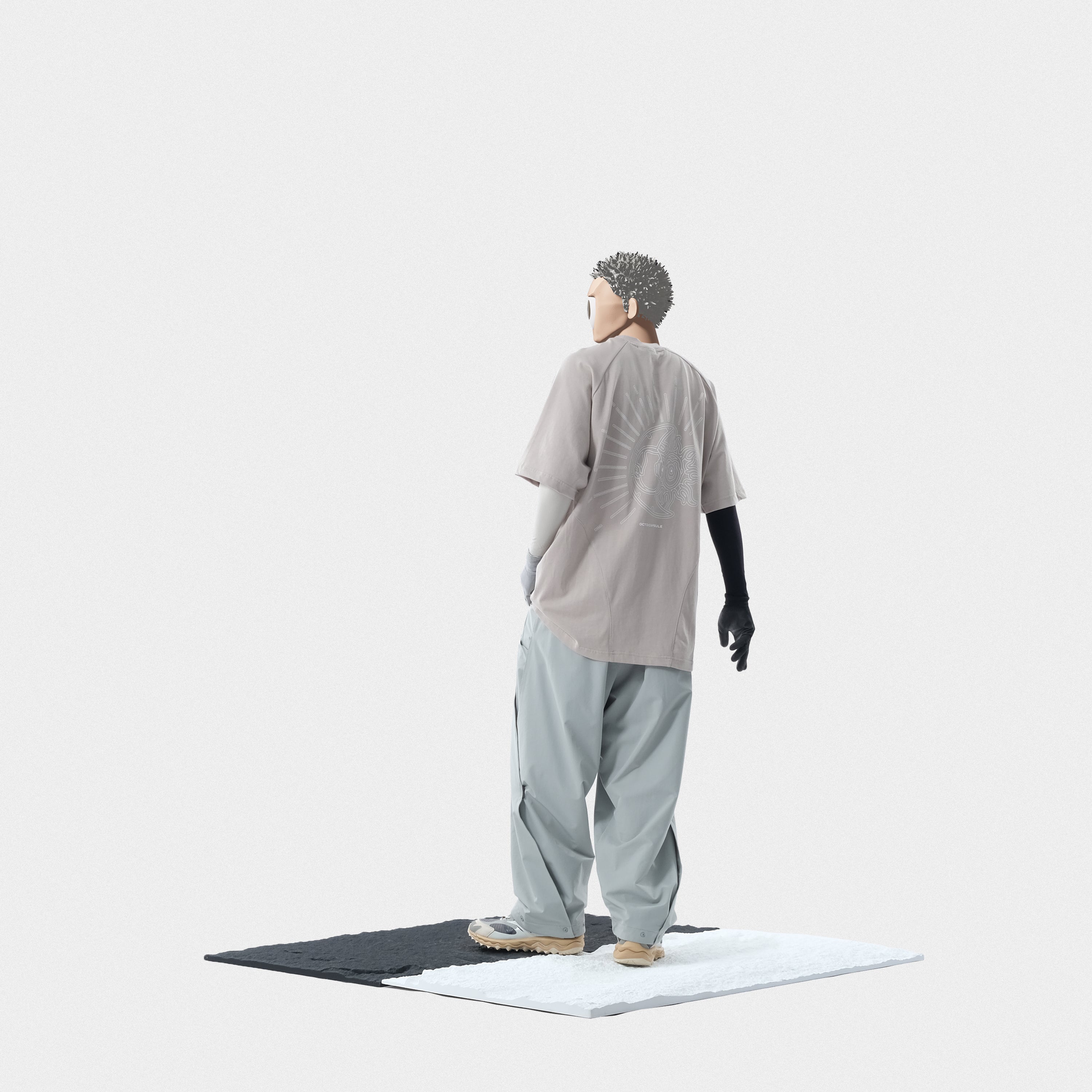 Capsule 01 / CSP-116 Hidden Pocket Adjustable Loose Pants  (Light Grey)