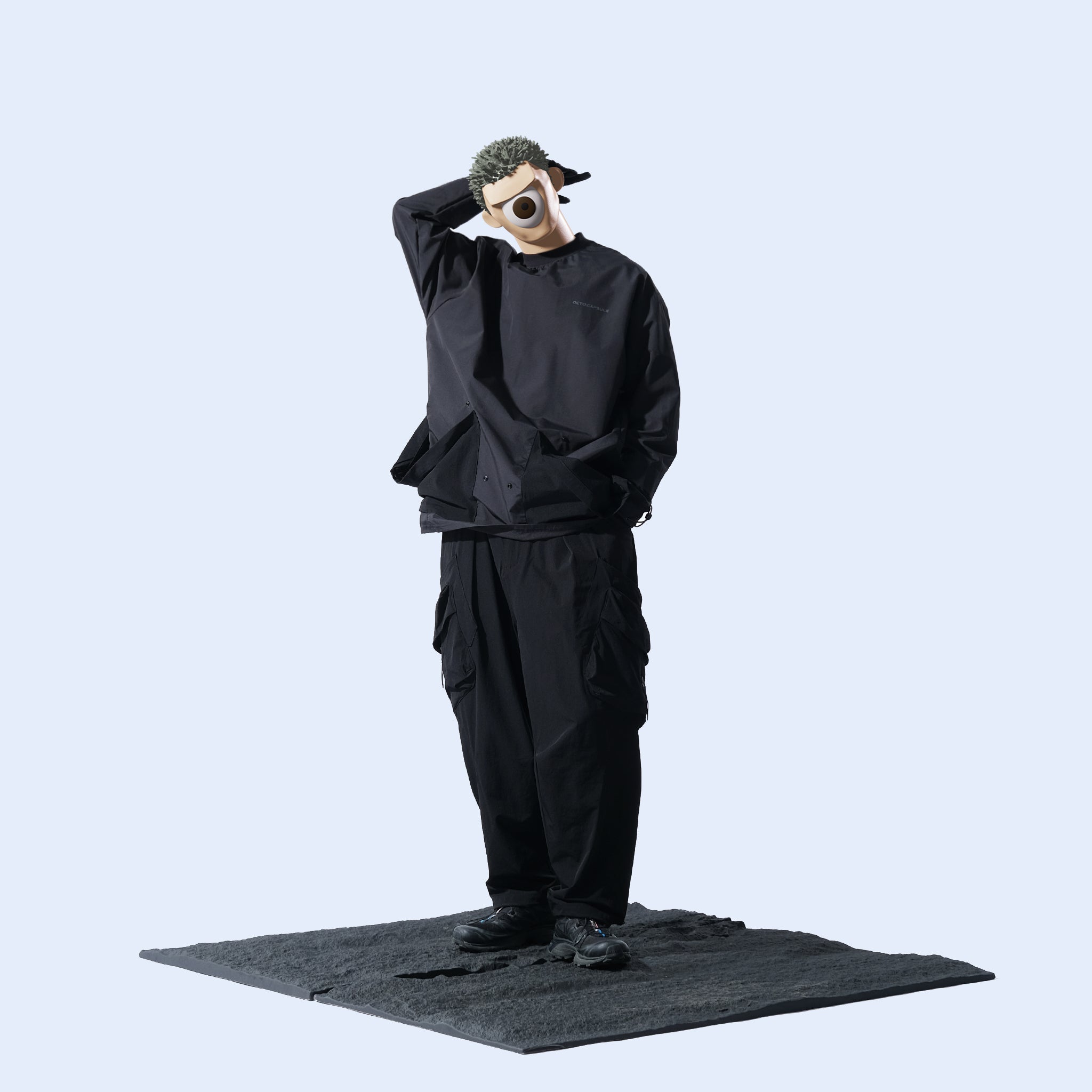 Capsule 01 / CSP-121 Double Layered Cargo Pocket Nylon Pants (Black)