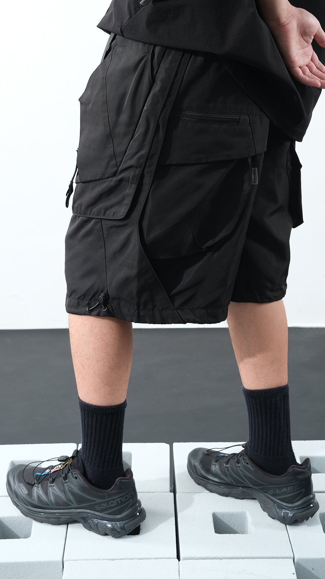 SS22 / 14 S-065 L-shape Layered Shorts (Black)