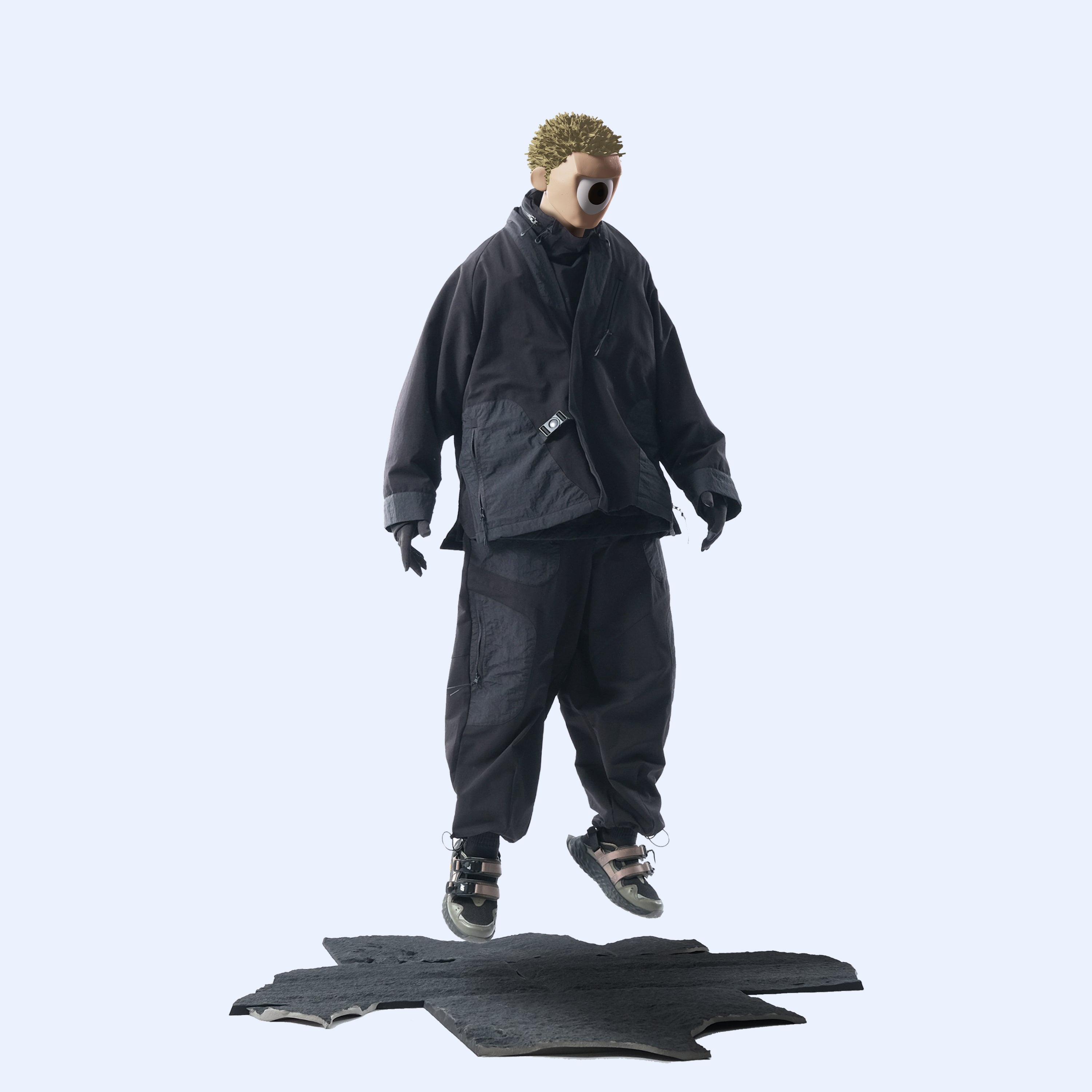 Capsule 03 / CSP-124 Adjustable Panelled Relaxed Pants  (Black)