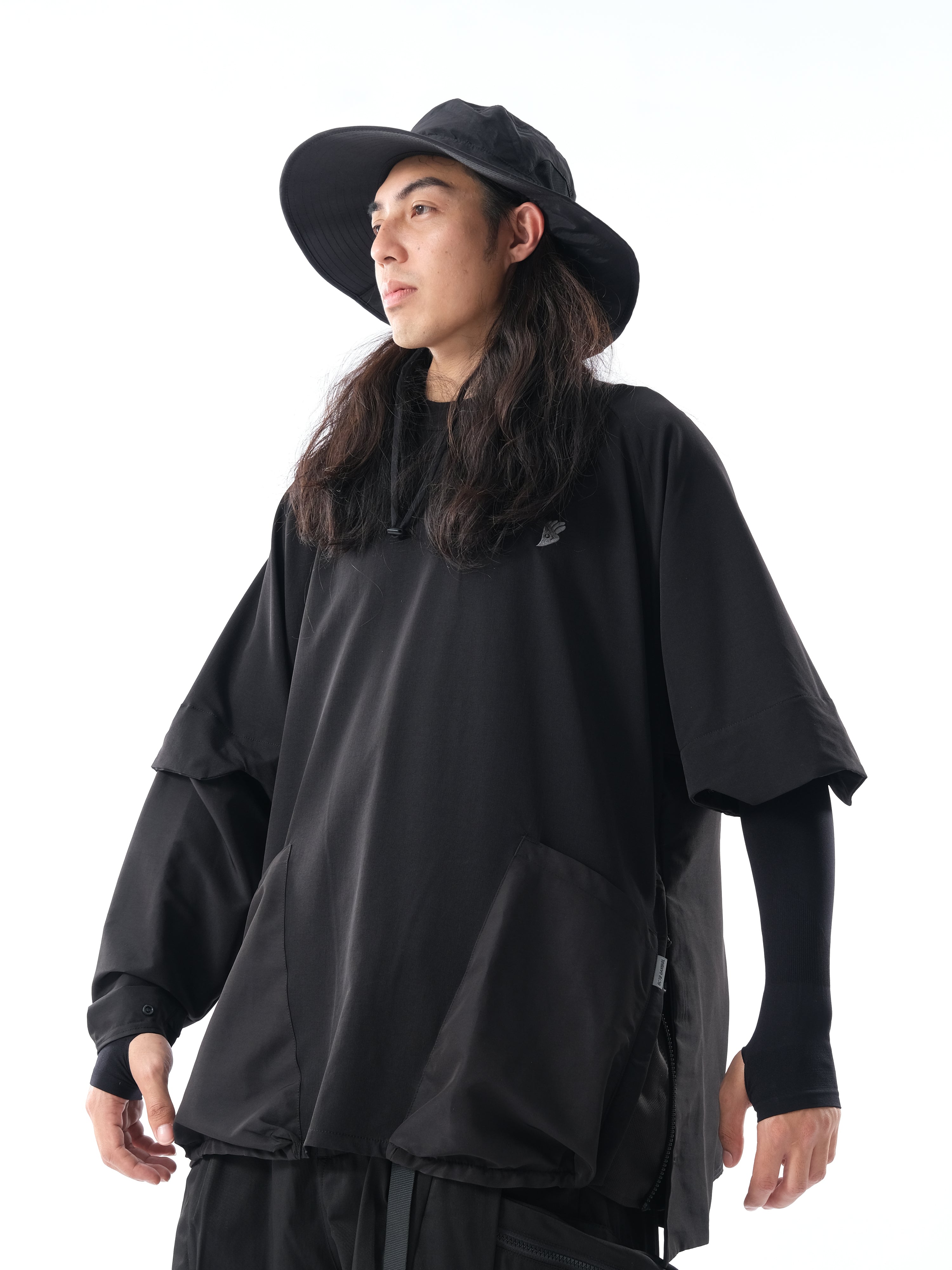 PRE - SEASON 01 — PT23-067 Detachable sleeves T-shirt (Black)