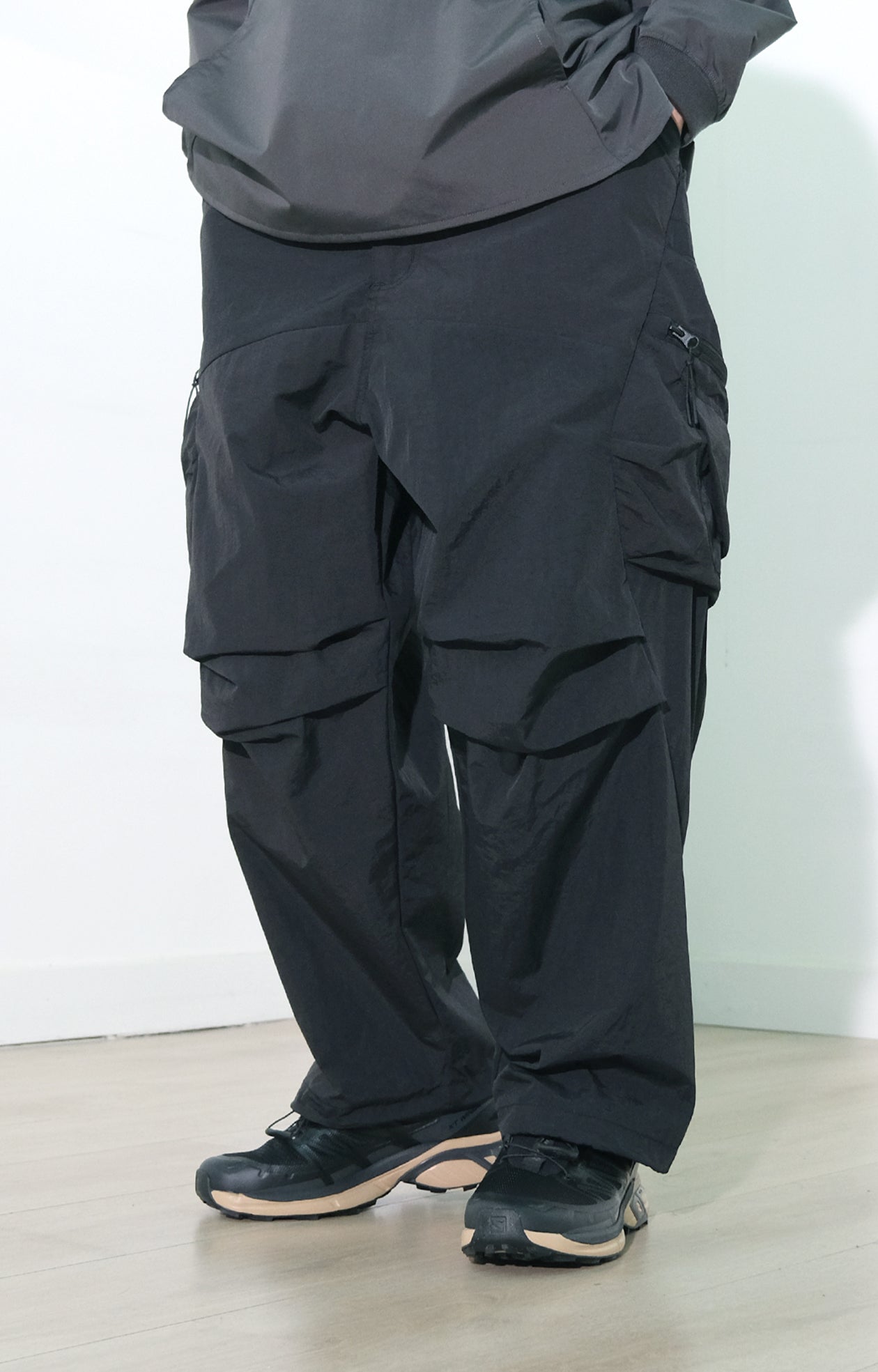 Capsule Series / CB112 Zipper Pocket Loose Pants (Black)