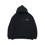 Capsule Series / CD076 Frayed-hem Patchwork Hoodie (Black)