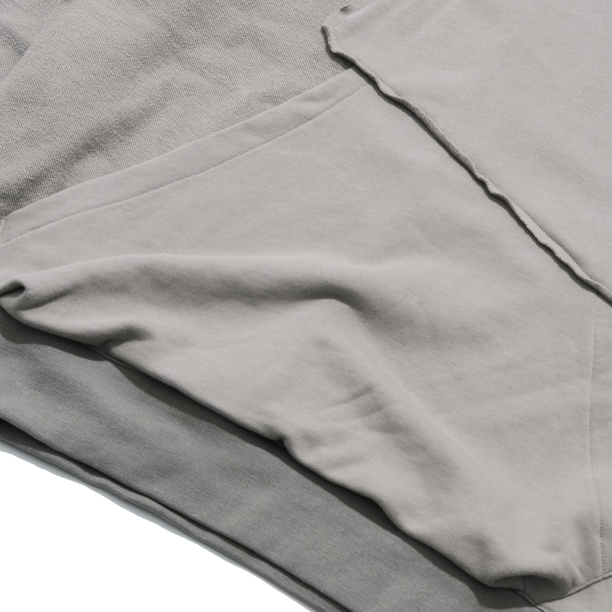 Capsule Series / CD076 Frayed-hem Patchwork Hoodie (Ivory White)