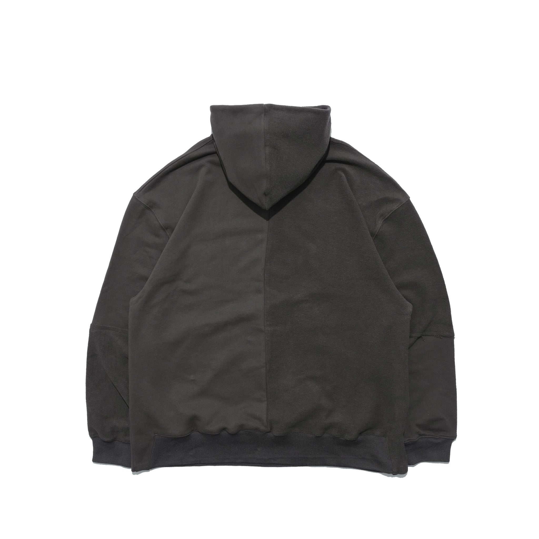 Capsule Series / CD076 Frayed-hem Patchwork Hoodie (Dark Grey)