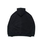 Capsule Series / CD076 Frayed-hem Patchwork Hoodie (Black)