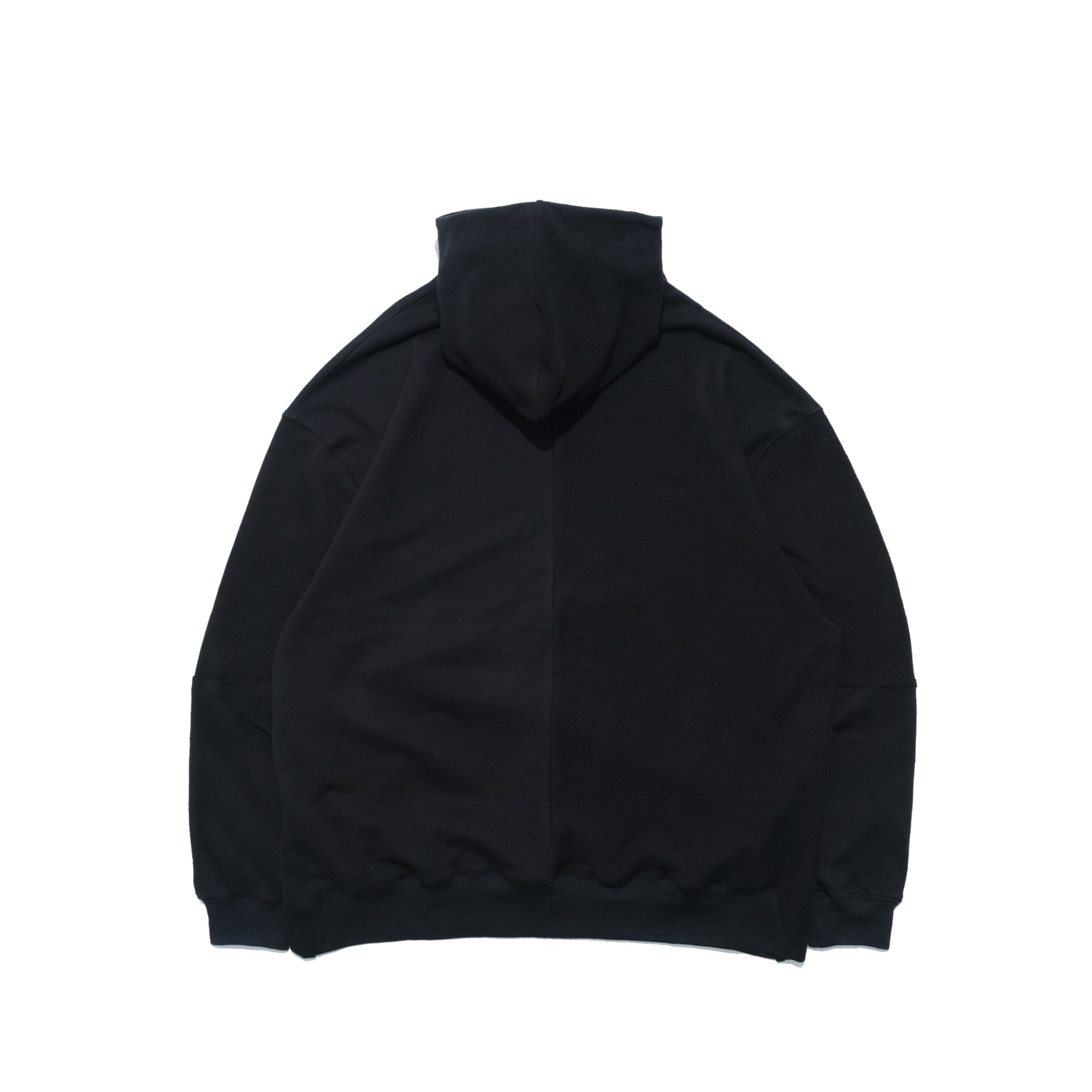 Capsule Series / CD076 Frayed-hem Patchwork Hoodie (Black)