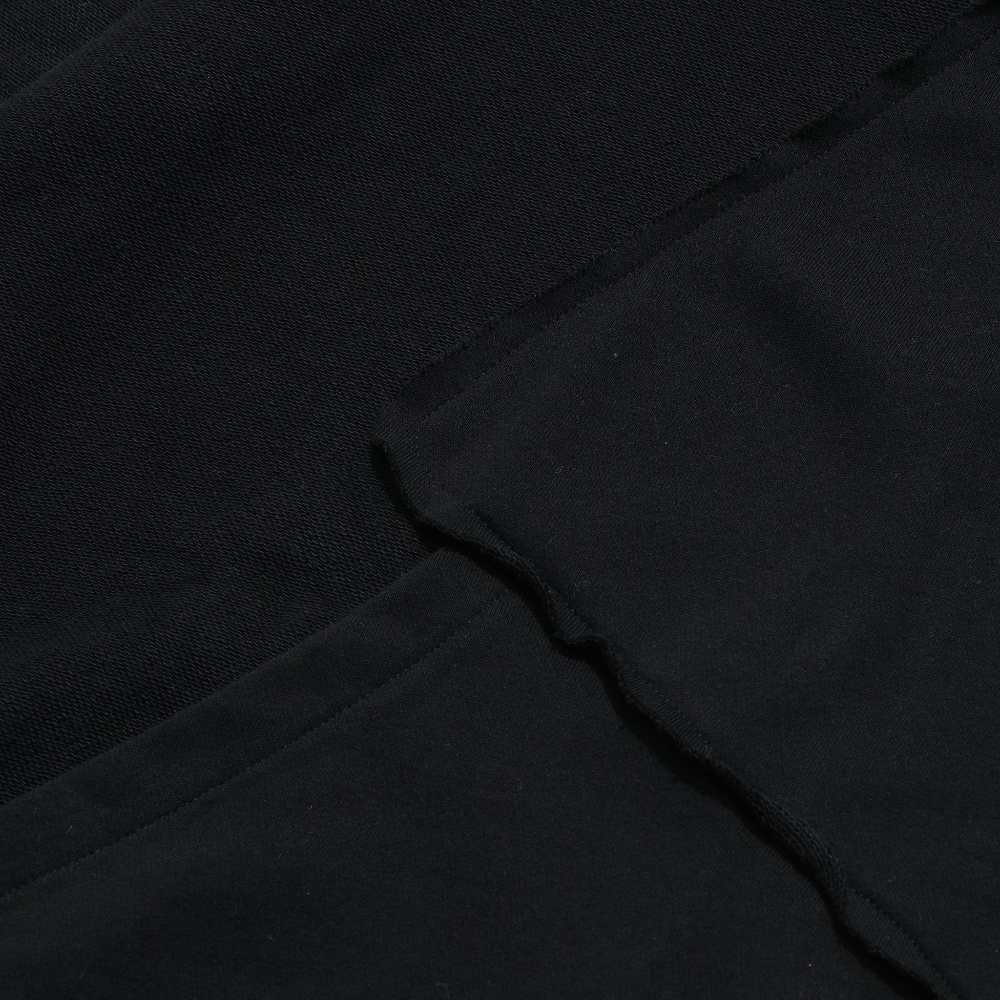 Capsule Series / CD076 Frayed-hem Patchwork Hoodie (Black)