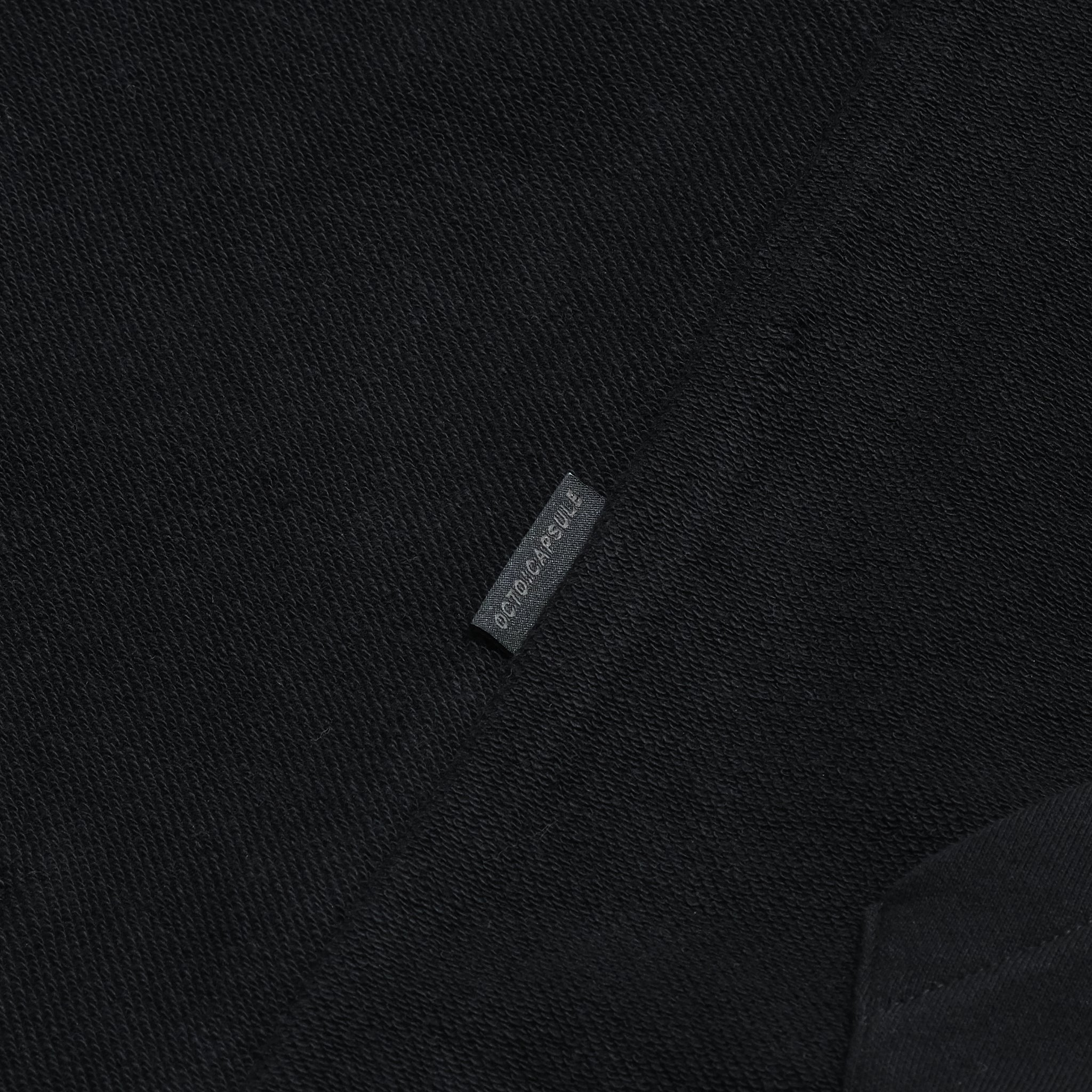 Capsule Series / CD076 Frayed-hem Patchwork Hoodie (Black)