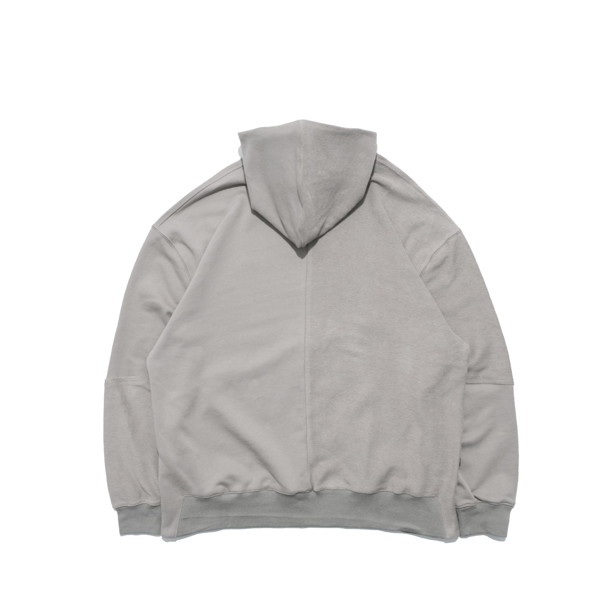 Capsule Series / CD076 Frayed-hem Patchwork Hoodie (Ivory White)