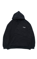 Capsule Series / CD076 Frayed-hem Patchwork Hoodie (Black)